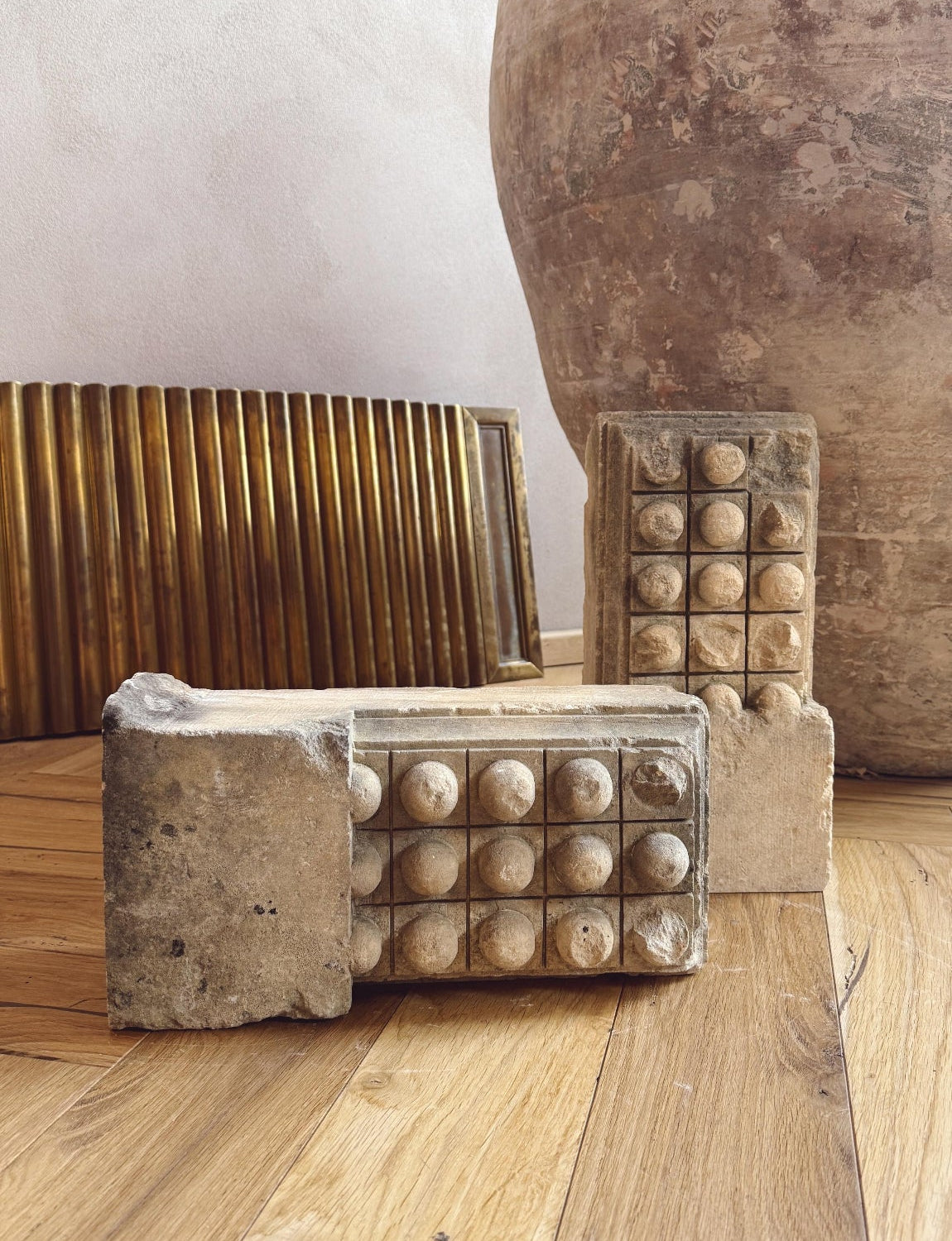 Pair of 18th Century Stone Ball Plinths Noto