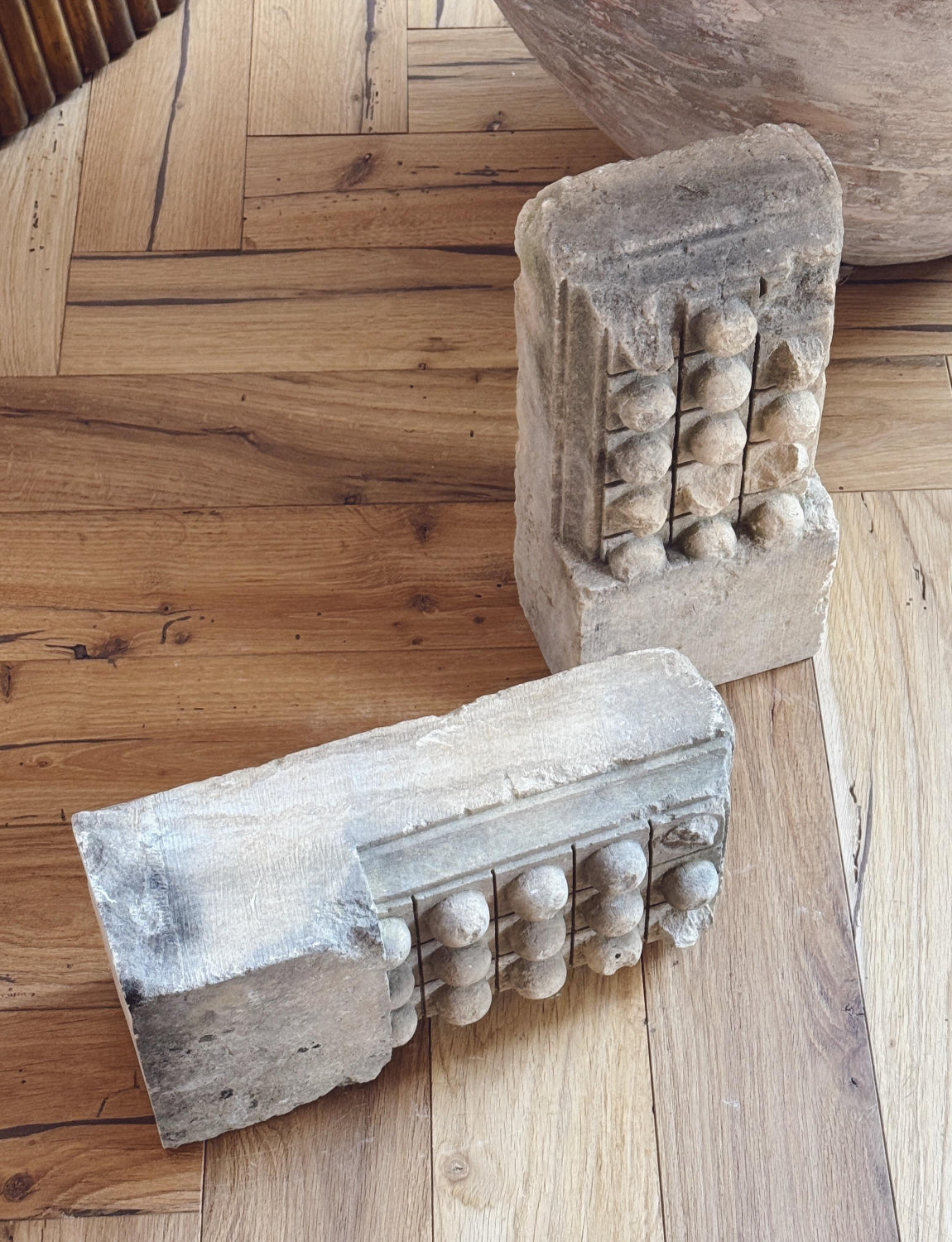 Pair of 18th Century Stone Ball Plinths Noto