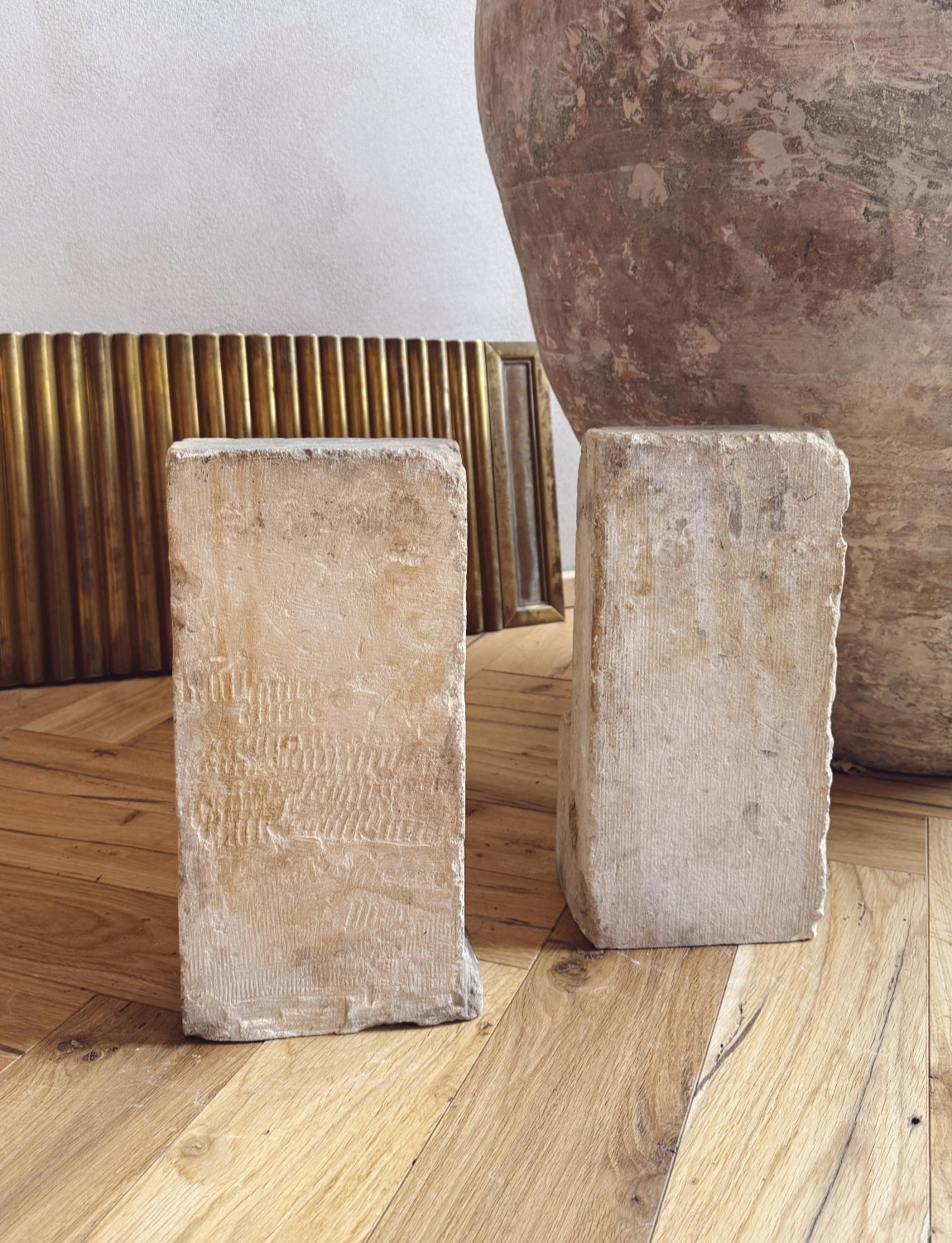 Pair of 18th Century Stone Ball Plinths Noto