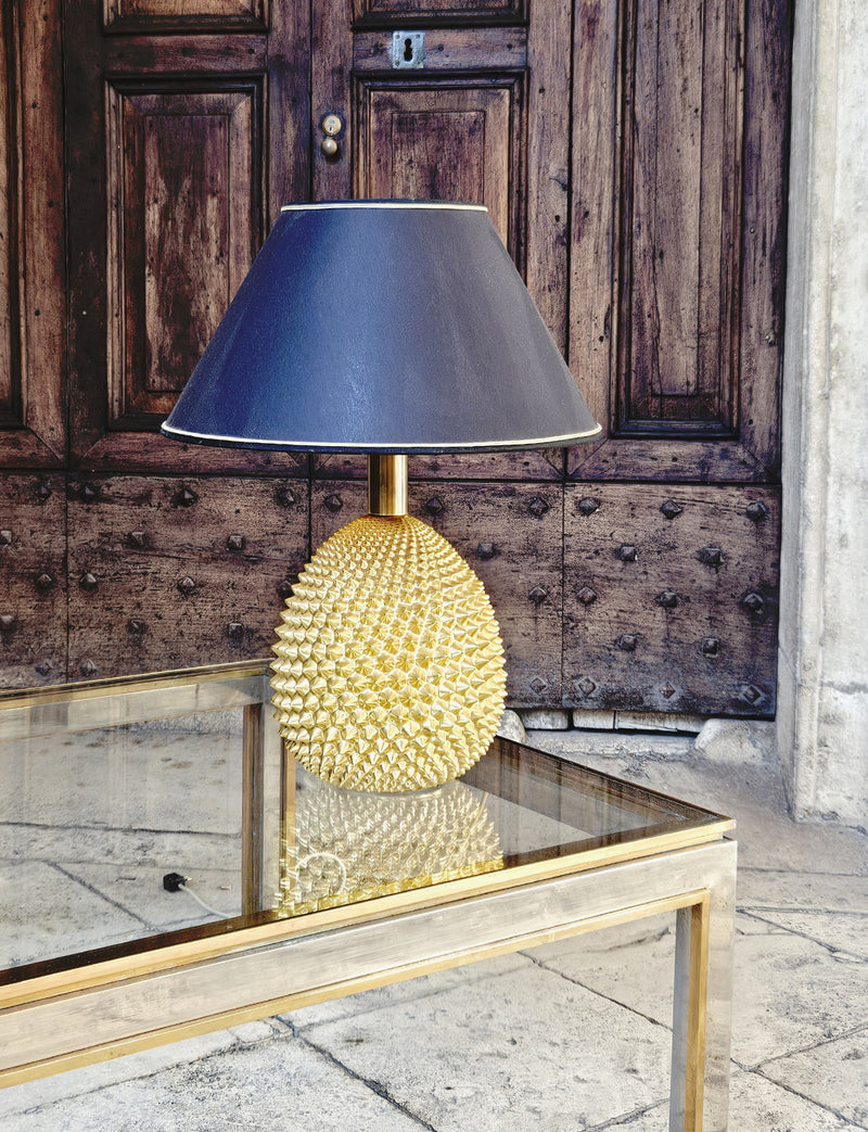 1970s Italian Ceramic Gold Pineapple Lamp