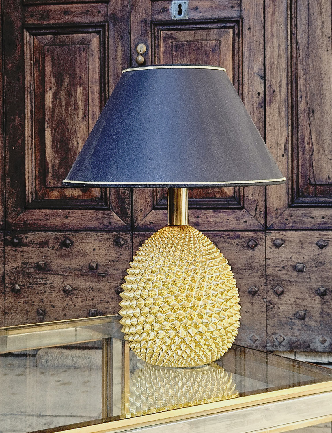 1970s Italian Ceramic Gold Pineapple Lamp