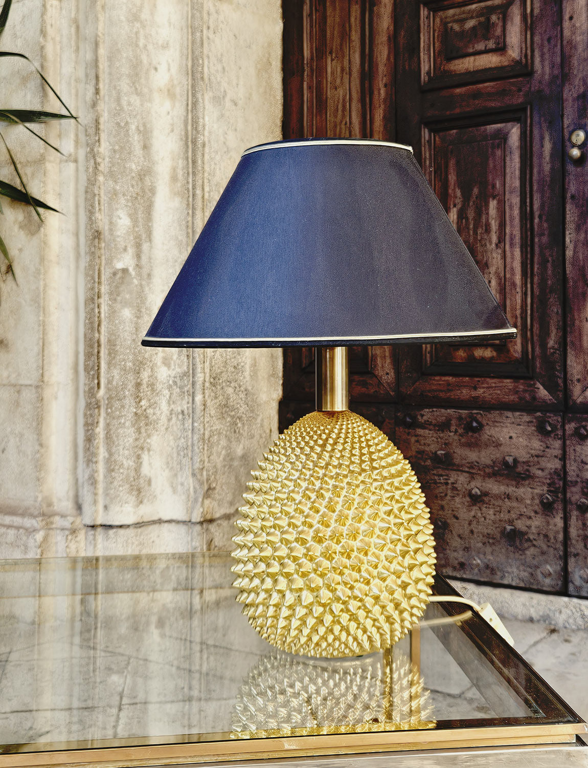 1970s Italian Ceramic Gold Pineapple Lamp