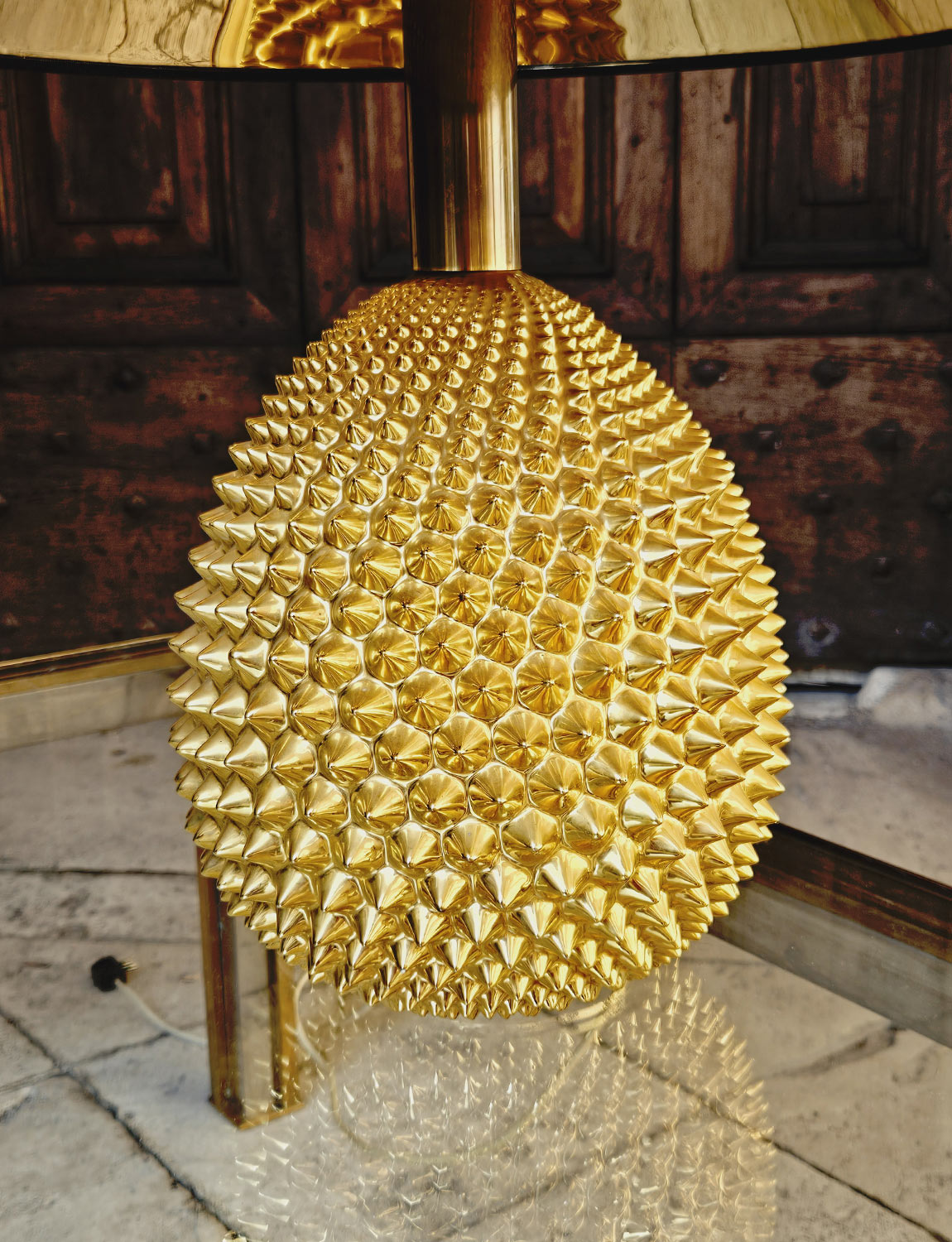 1970s Italian Ceramic Gold Pineapple Lamp