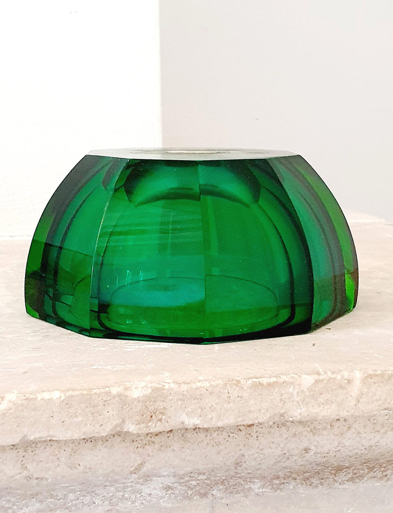 1960s Large Murano Glass Green Bowl