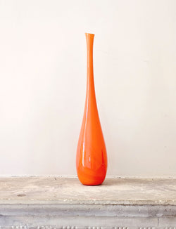 Very Tall 1970s Orange Murano Glass Vase by Franco Campo and Carlo Graffi