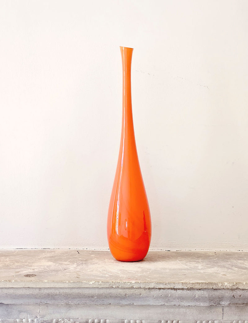 Very Tall 1970s Orange Murano Glass Vase by Franco Campo and Carlo Graffi