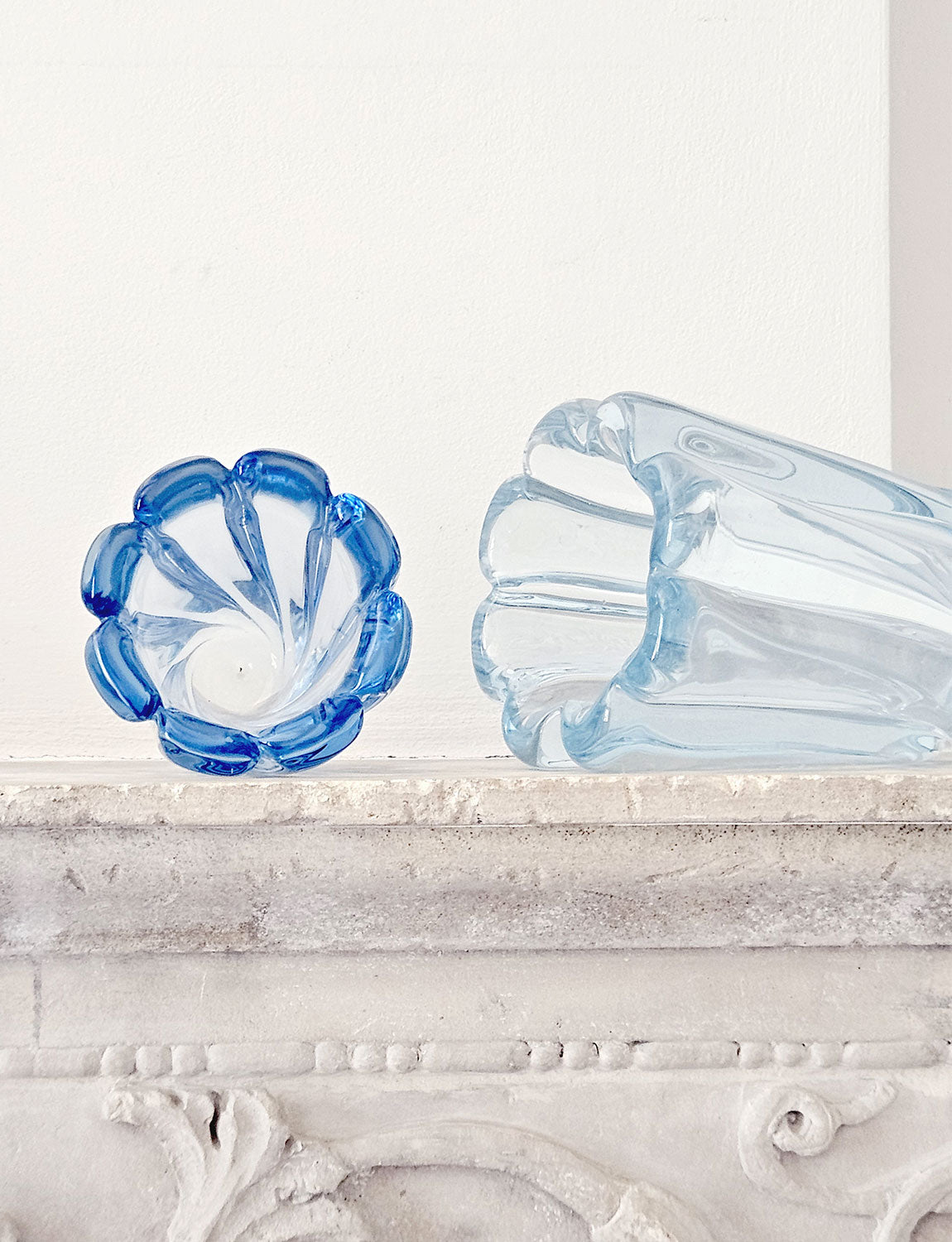 Pair of 1950s Seguso Blue Twisted Murano Glass Vases