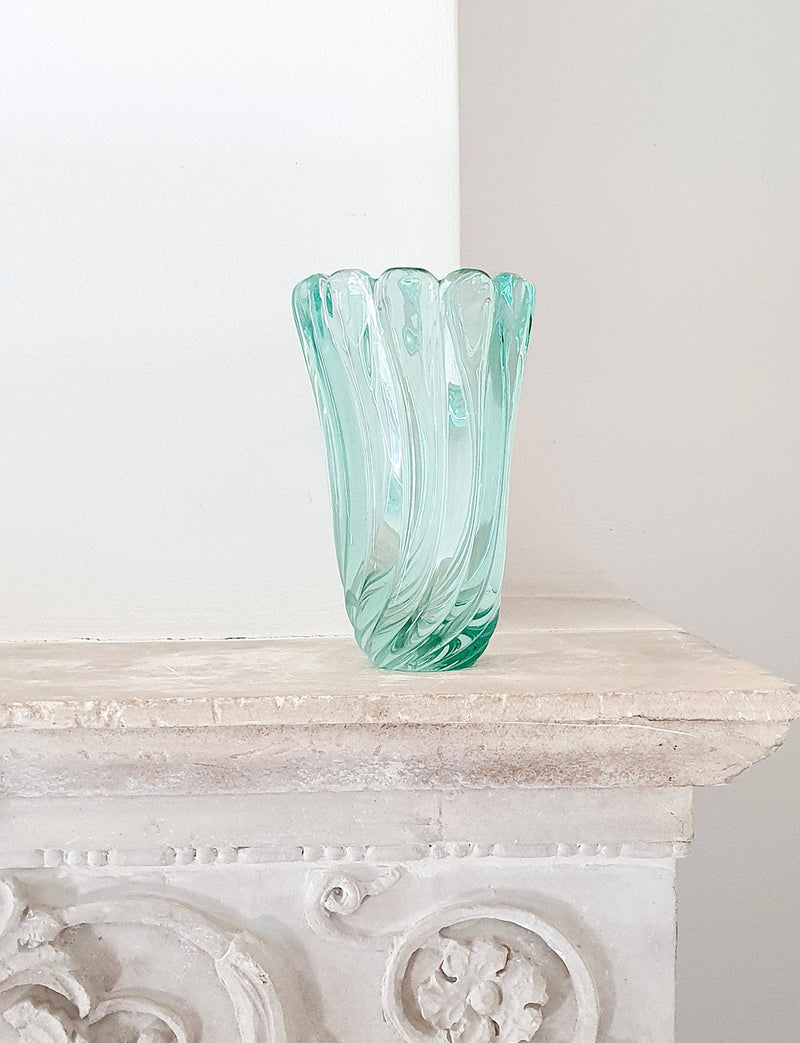Pair of 1950s Archimede Seguso Twisted Glass Vases