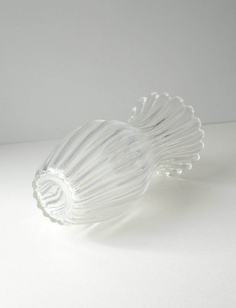1960s Large Hand-Blown Transparent Murano Glass Vase