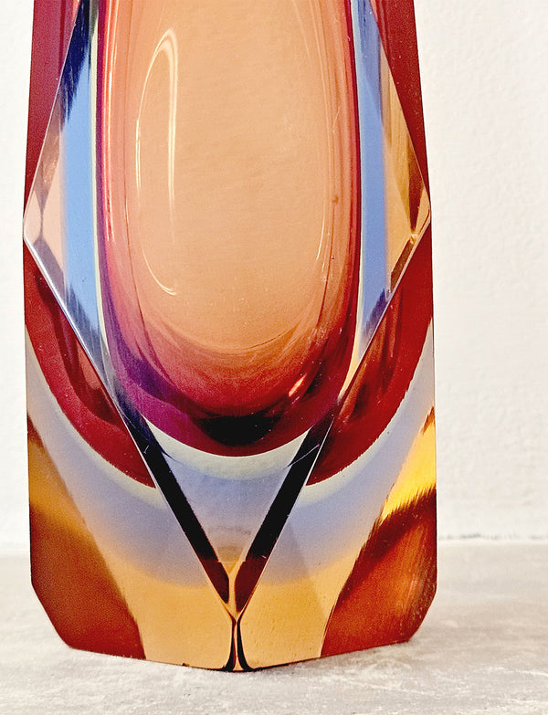 1960s Triple Sommerso Mandruzzato Amber Vase