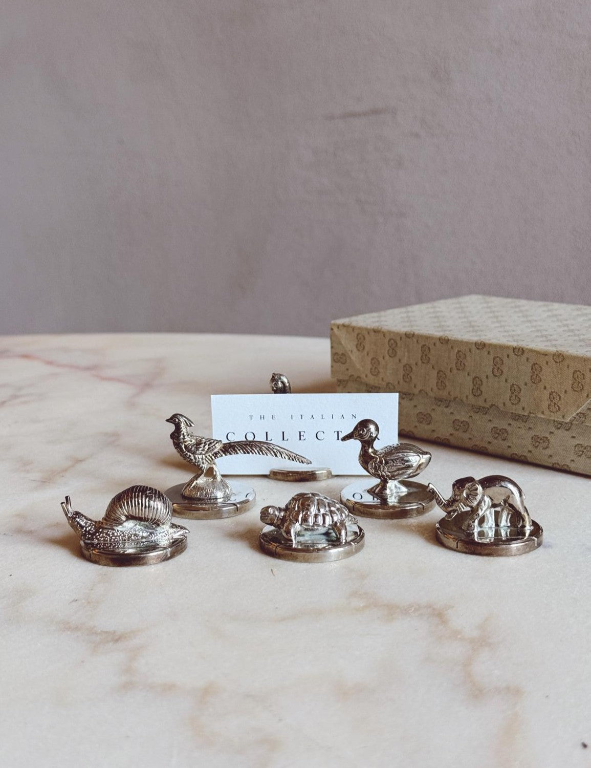 1970s Set of Six Gucci Animal Name Place Holders