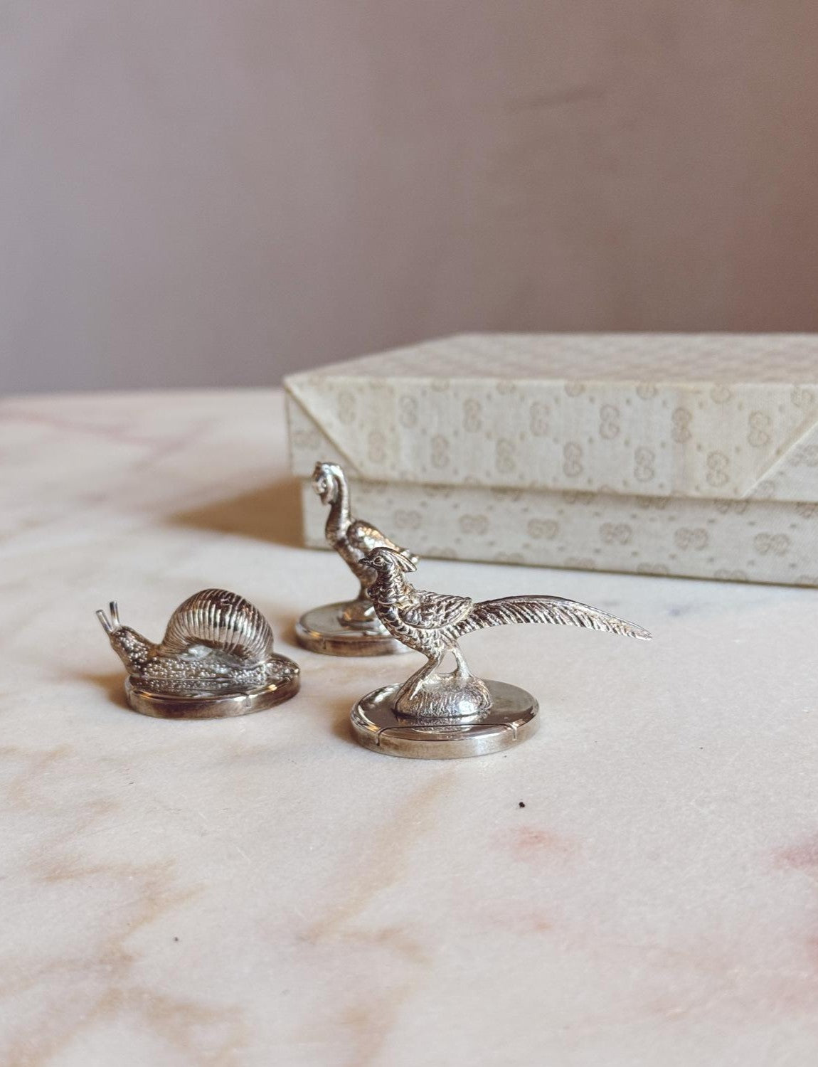 1970s Set of Six Gucci Animal Name Place Holders