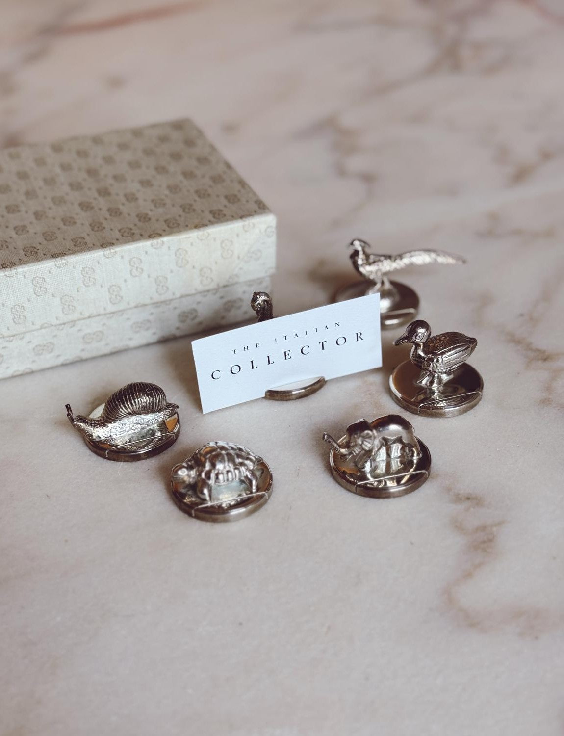 1970s Set of Six Gucci Animal Name Place Holders