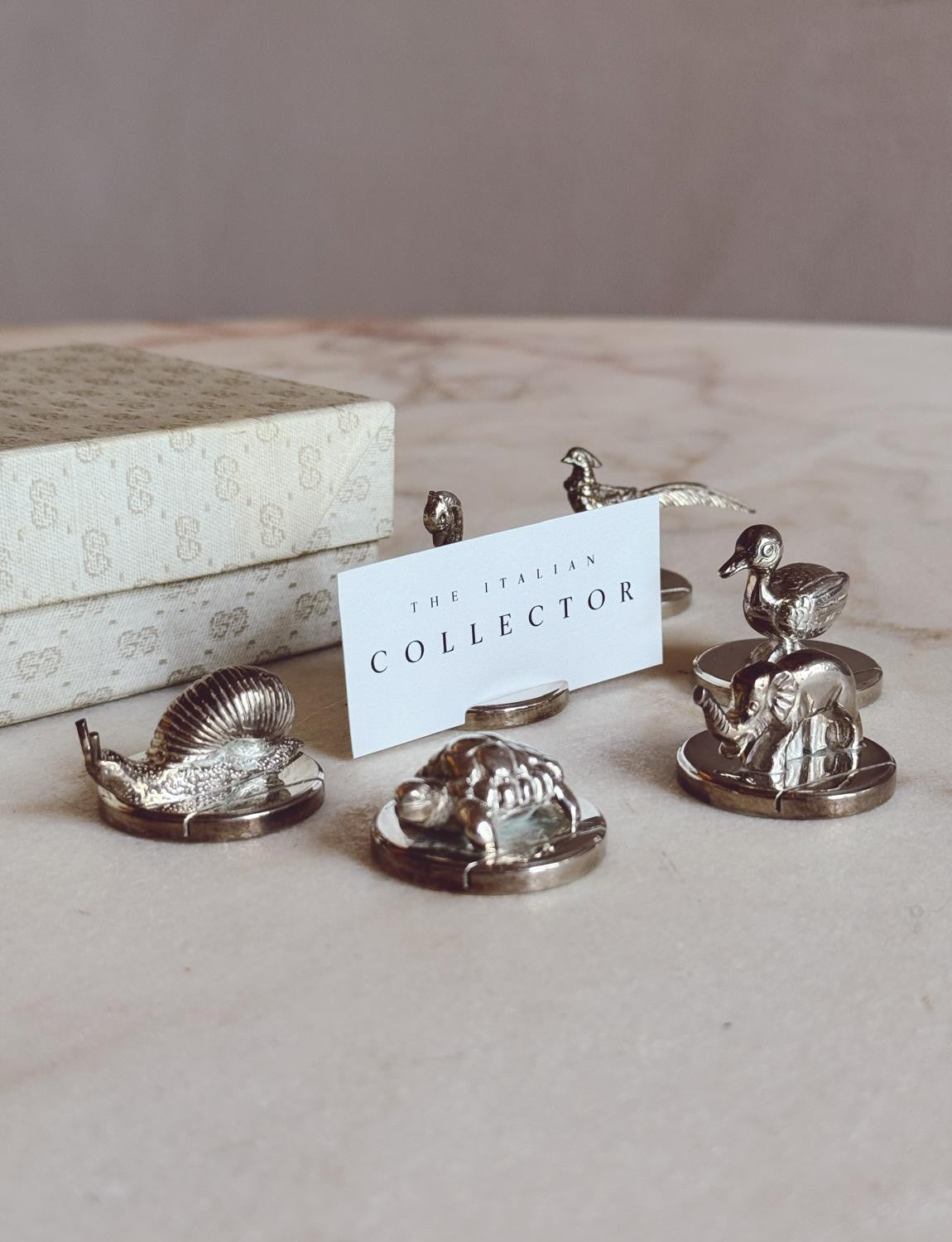 1970s Set of Six Gucci Animal Name Place Holders