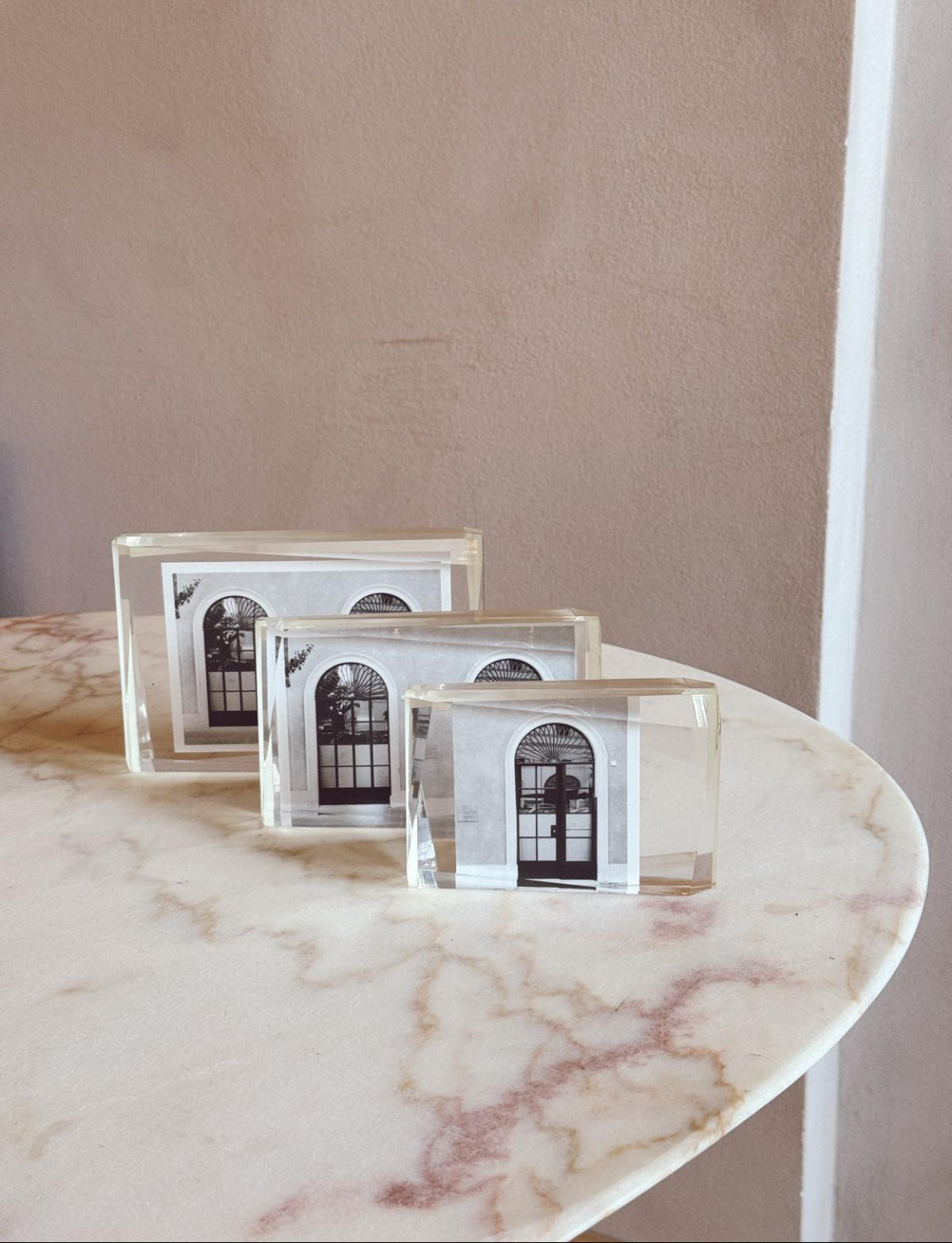 Set of Three 1960s Geometric Plexiglass Photo Frames