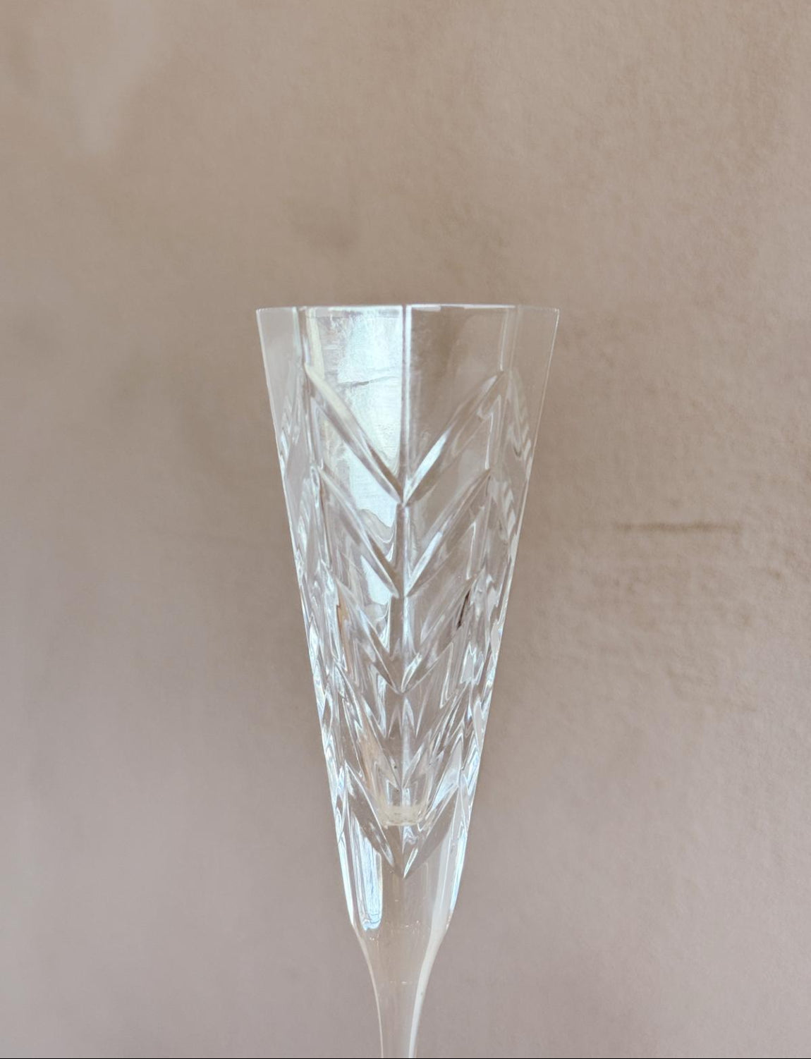 Set of Six 1970s Italian Carved Crystal Flutes