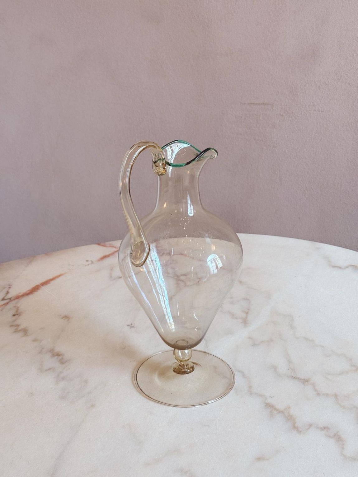 Pair of 1940s Hand-Blown Murano Glass Decanters & 1 Water Jug