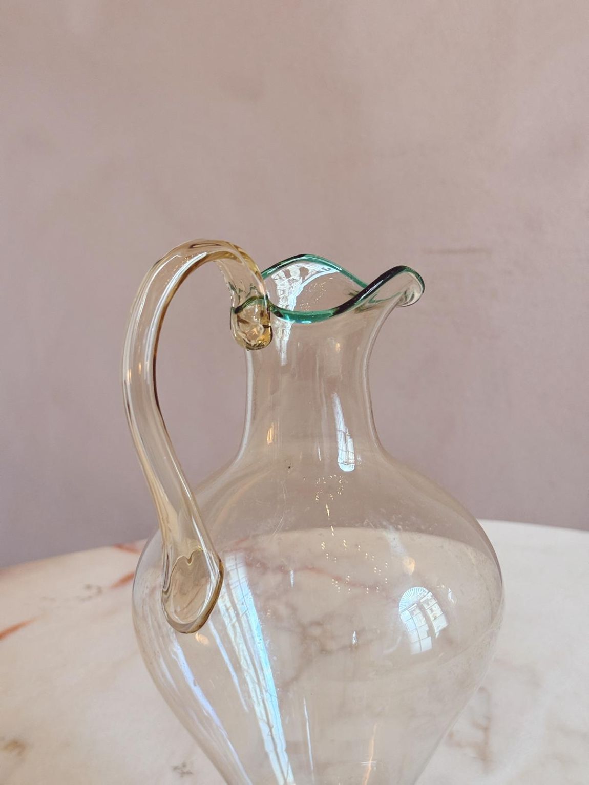 Pair of 1940s Hand-Blown Murano Glass Decanters & 1 Water Jug