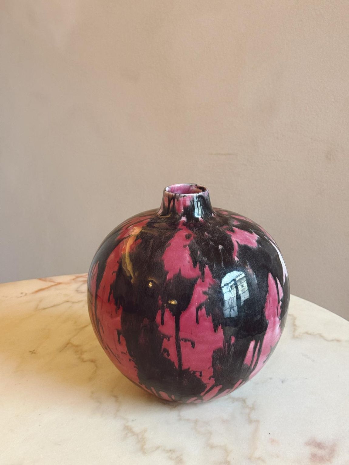 1940s Guido Andlowitz for Lavenia Pink Paint Splash Vase