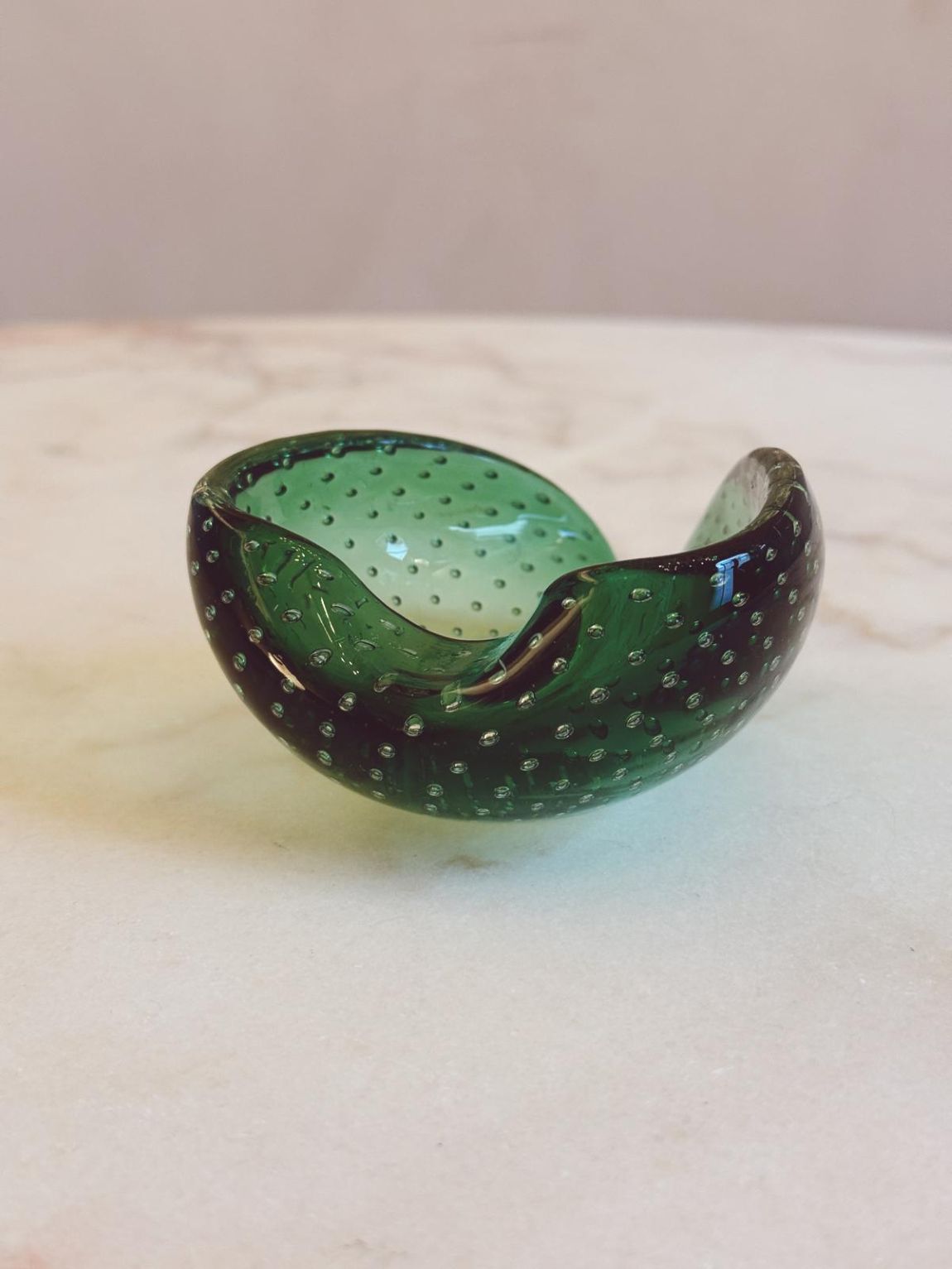 1970s Small Green Murano Bolle Bowl
