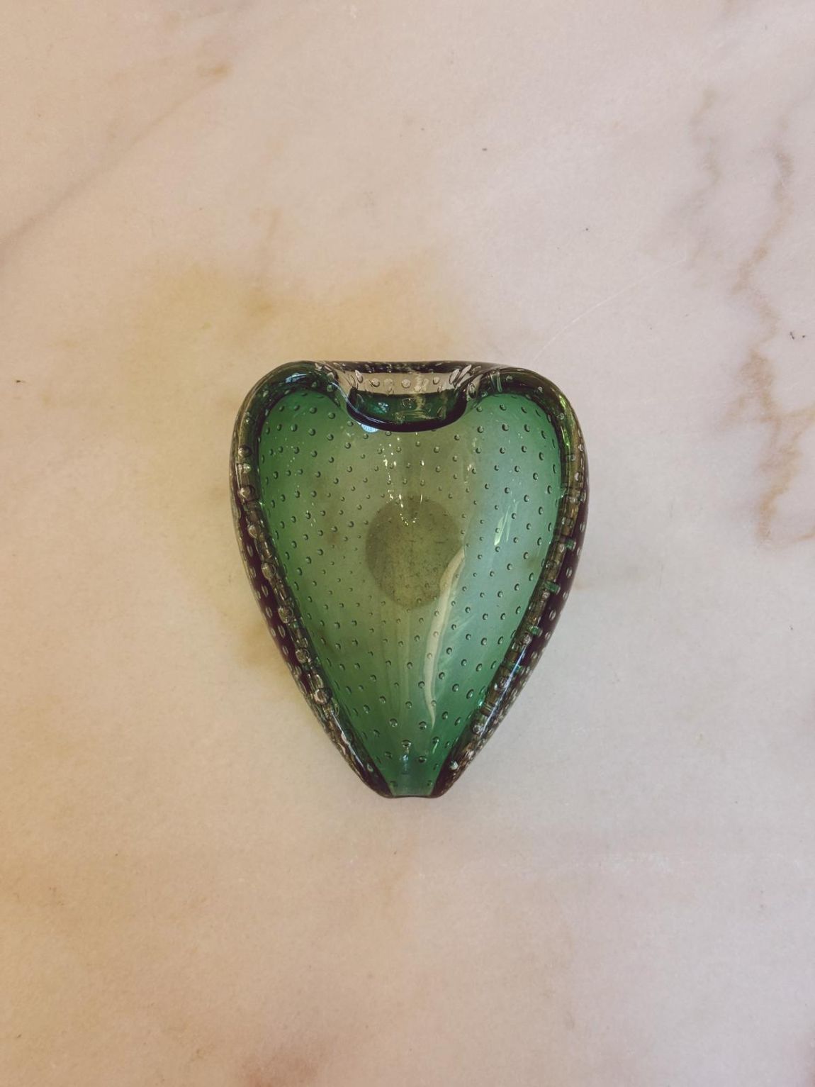 1970s Small Green Murano Bolle Bowl