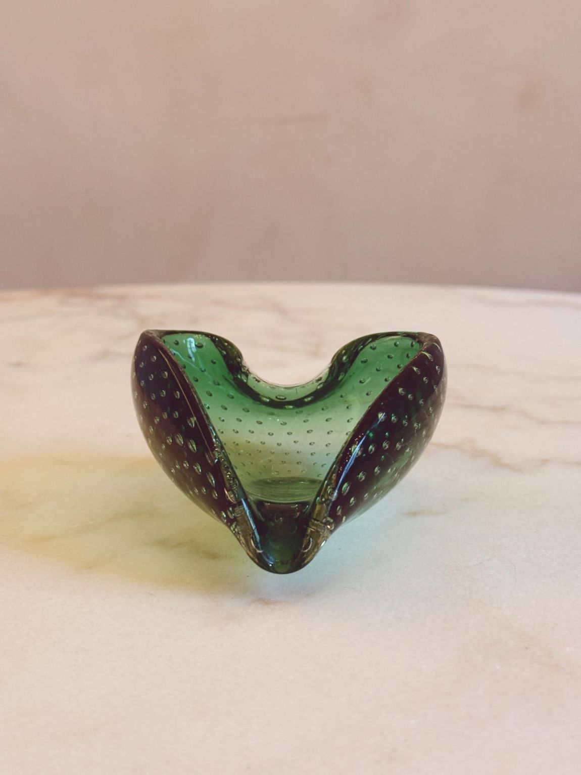 1970s Small Green Murano Bolle Bowl