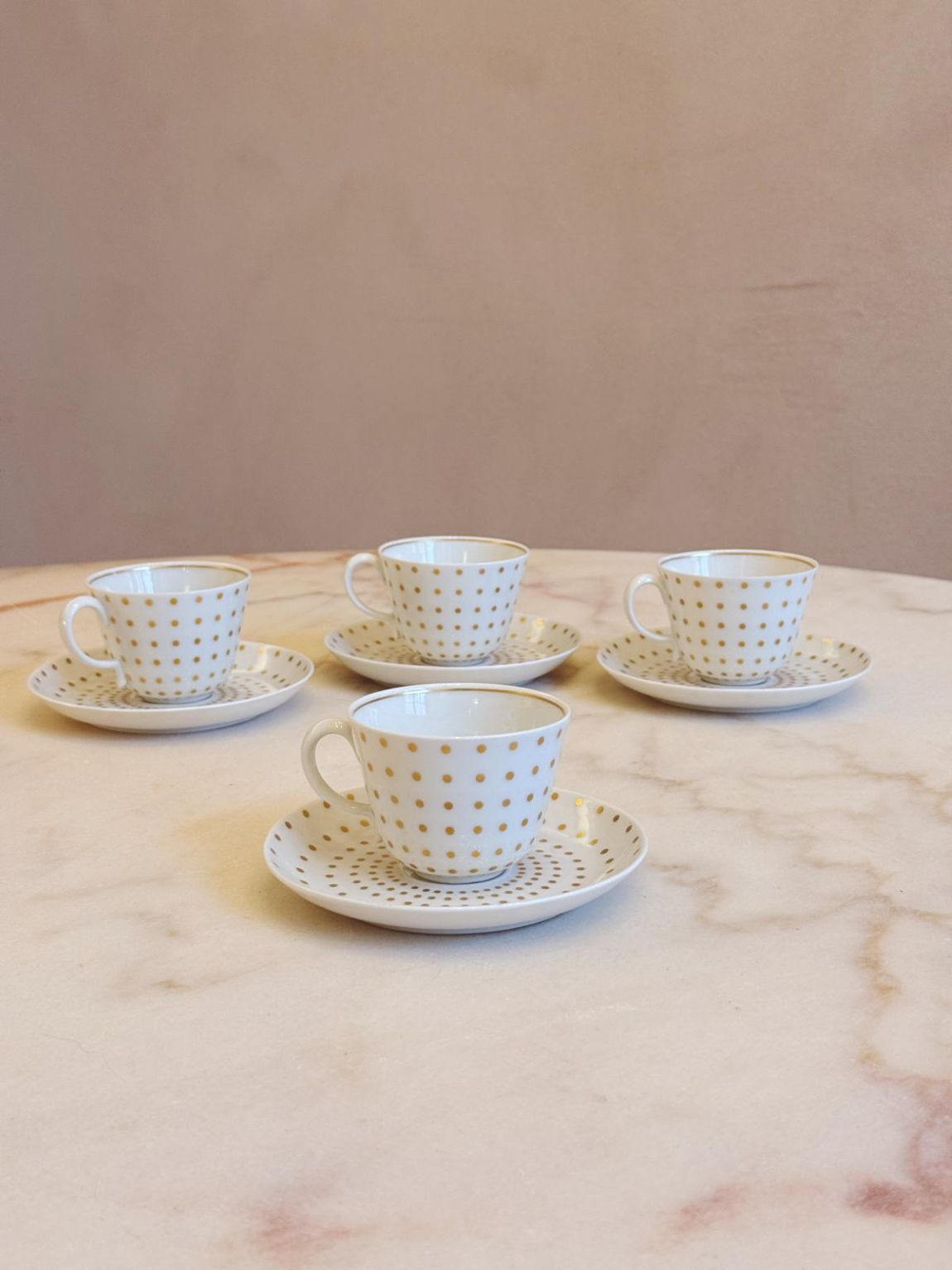 1930s Richard Ginori White and Gold Spot Coffee Service