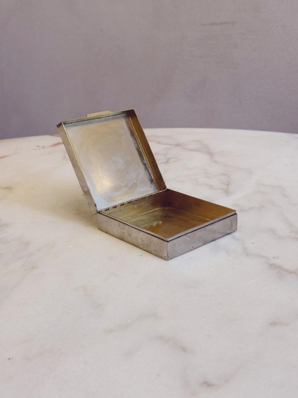 1970s Silver Metal desk box