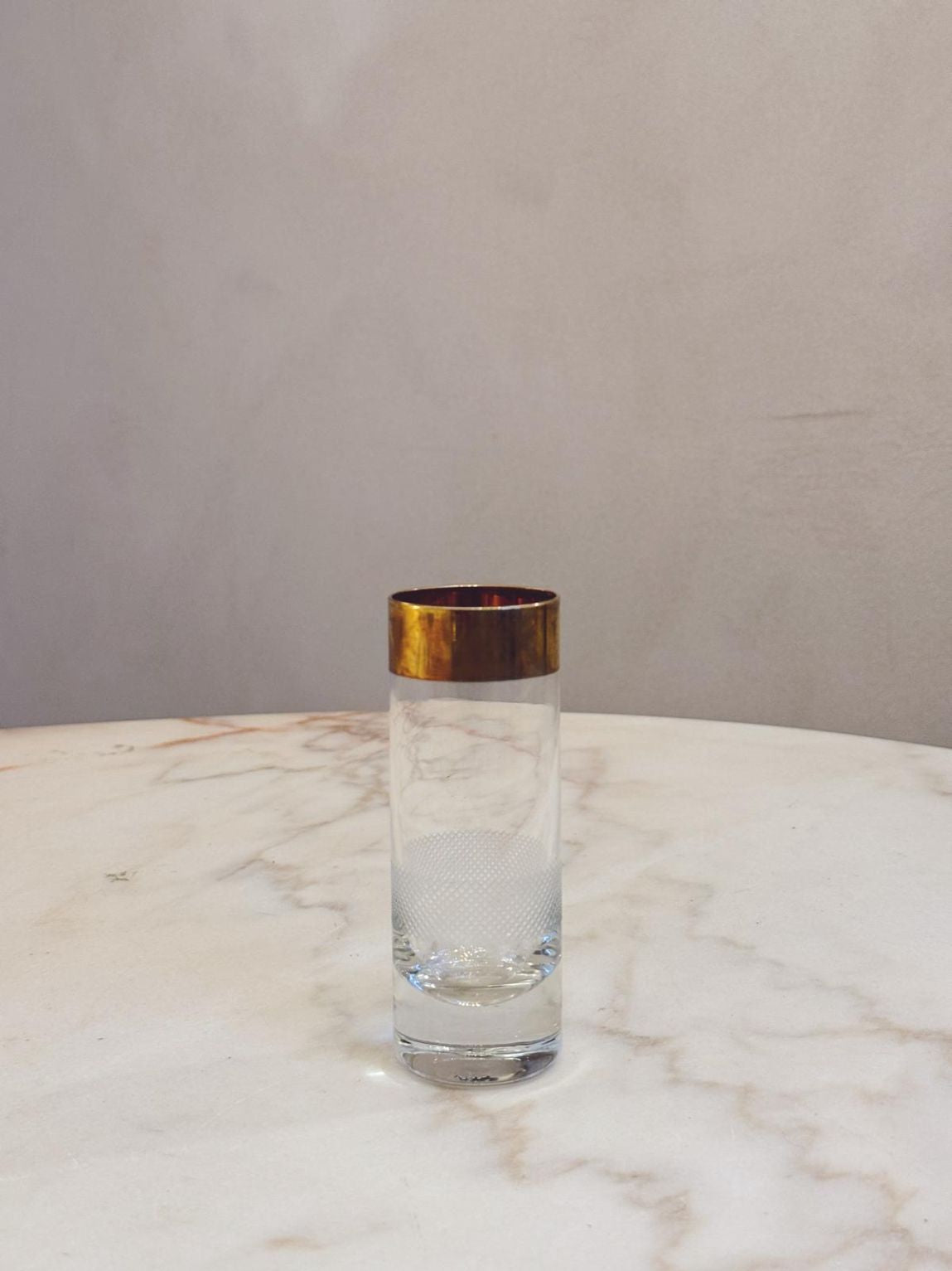 Set of six 1970s Gold topped Aperitivo glasses