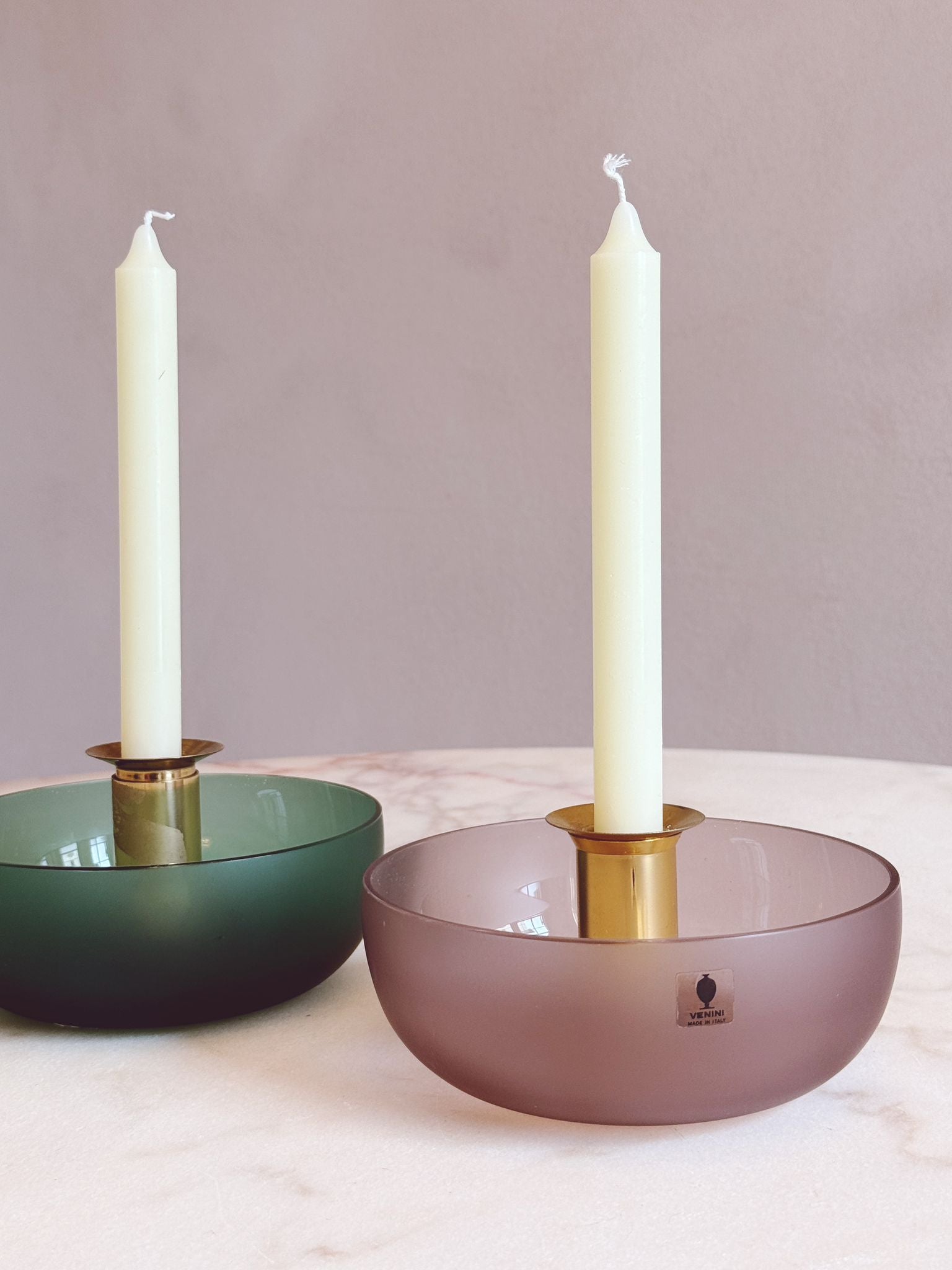 1970s Pair of Murano Glass Candlesticks, Venini