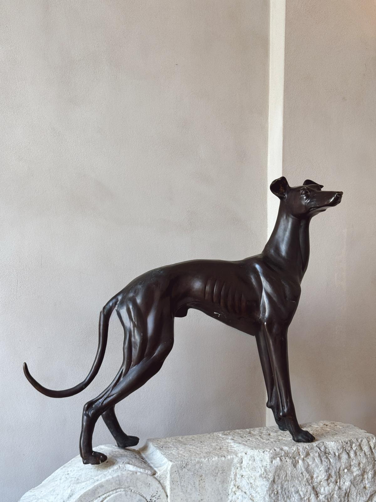 Life-size Bronze Greyhound Sculpture, 1930s