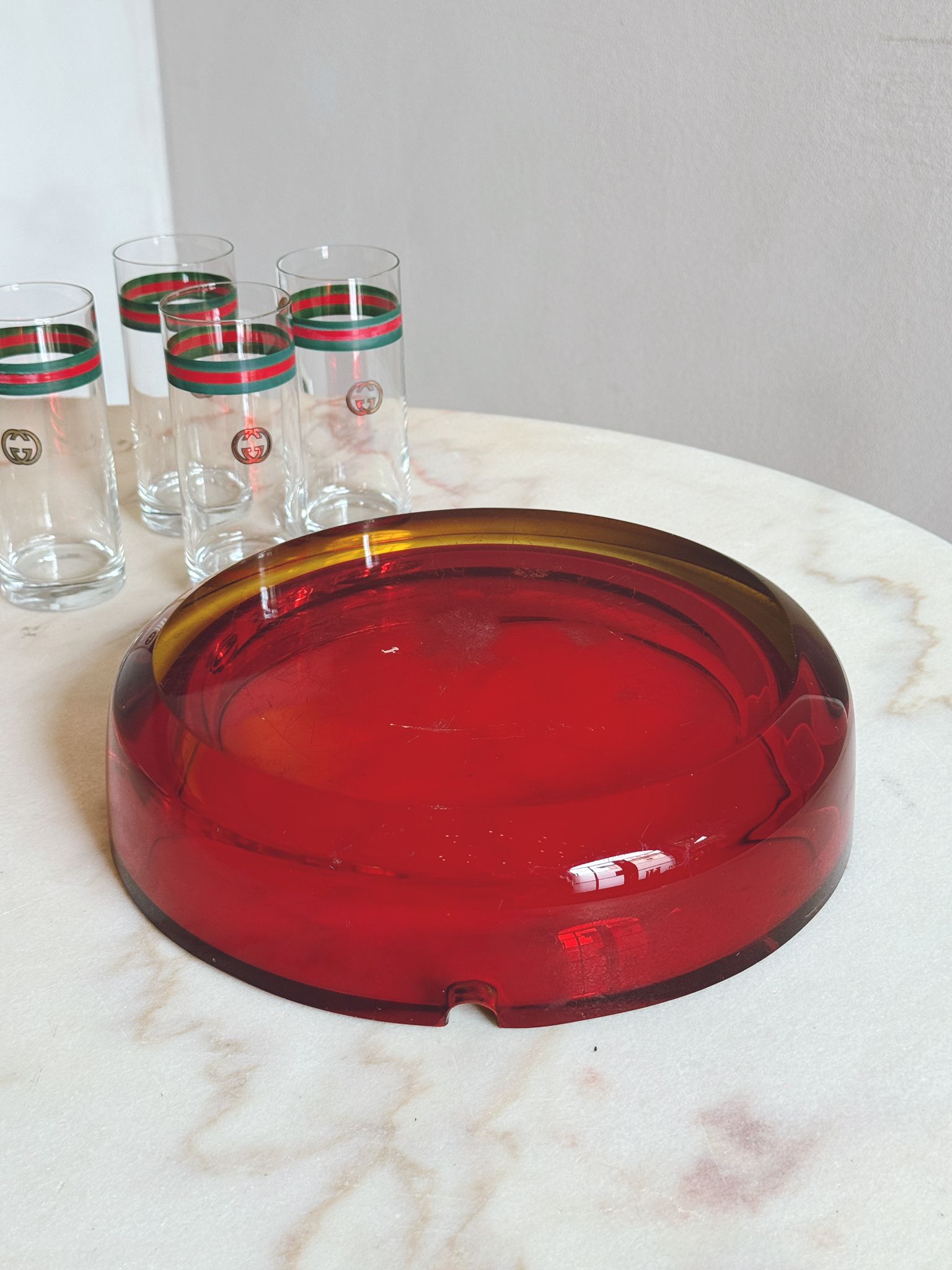 1960s Extremely Large Flavio Poli Red Cigar Bowl