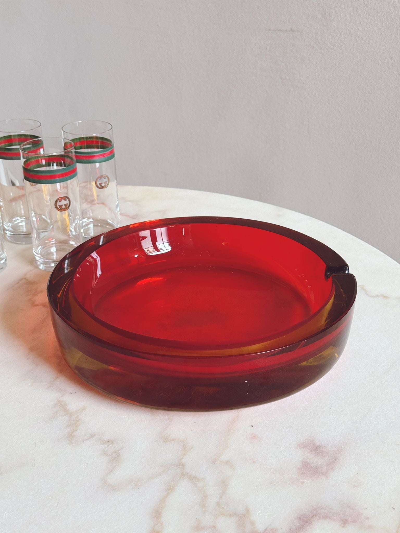1960s Extremely Large Flavio Poli Red Cigar Bowl