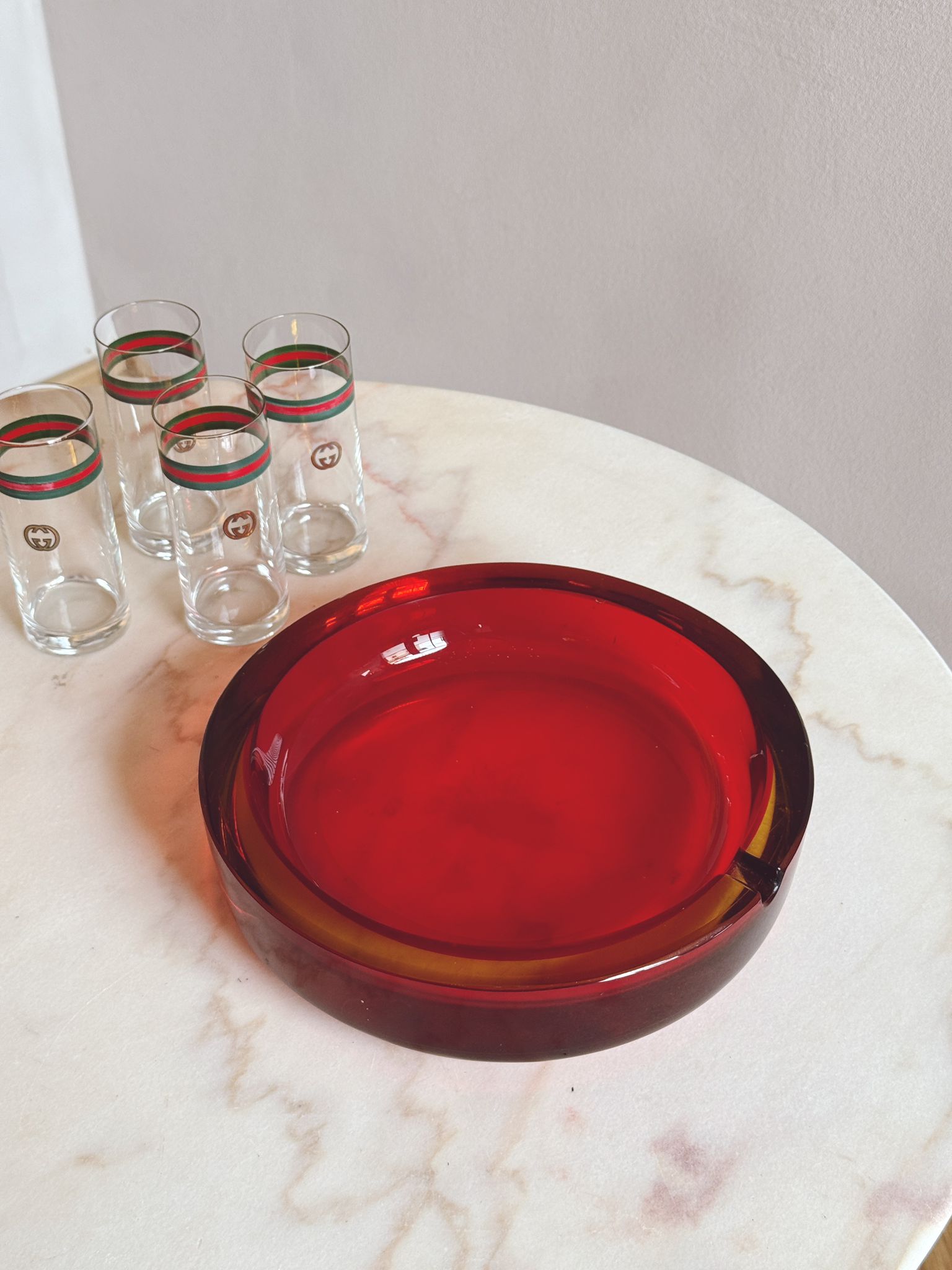 1960s Extremely Large Flavio Poli Red Cigar Bowl