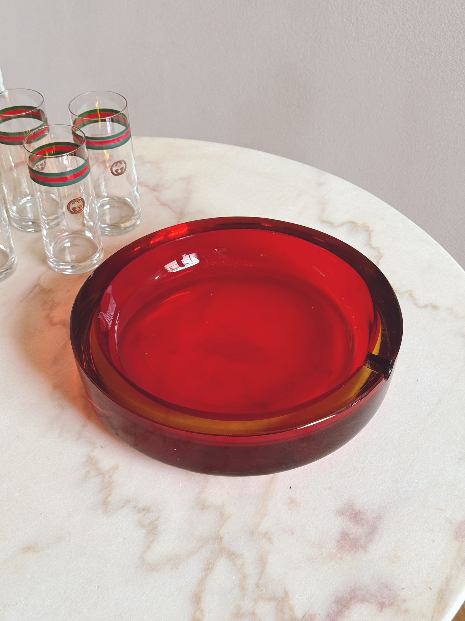 1960s Extremely Large Flavio Poli Red Cigar Bowl