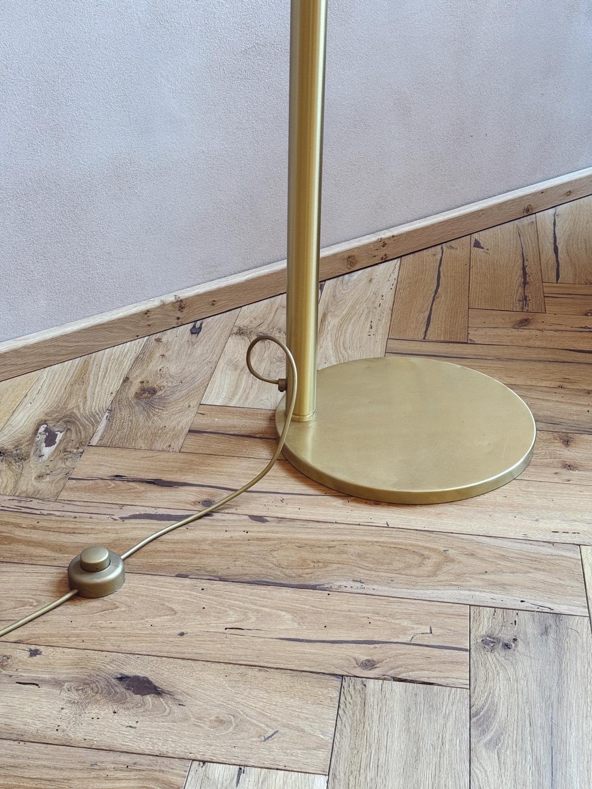 Large 1970s Brass Floor Lamp with curved metal branches