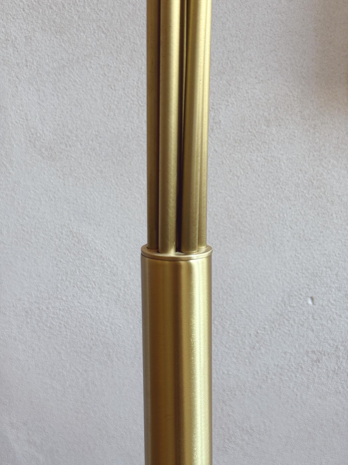 Large 1970s Brass Floor Lamp with curved metal branches