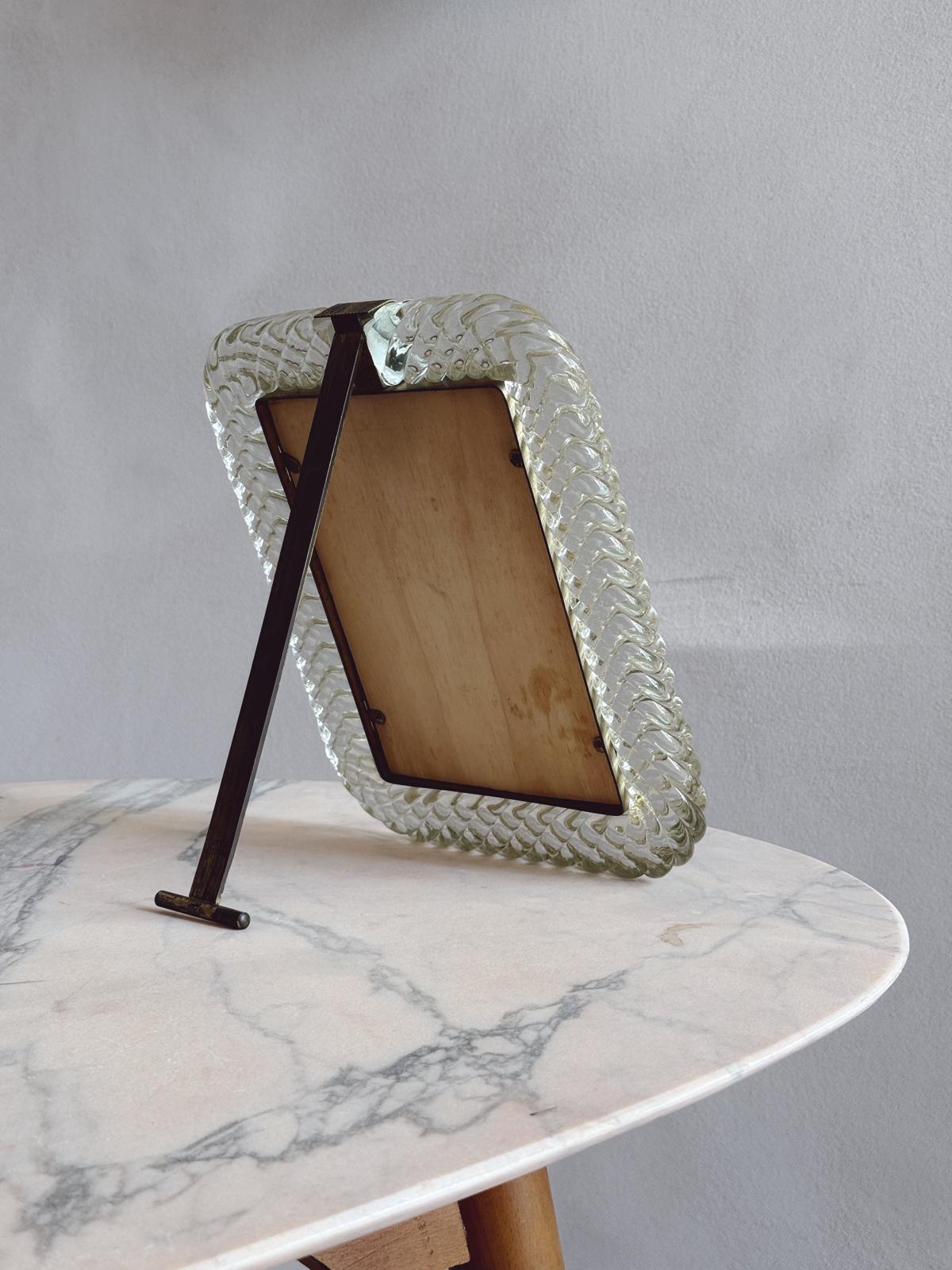 1950s Large Gold Leaf Signed Venini Murano Glass Frame