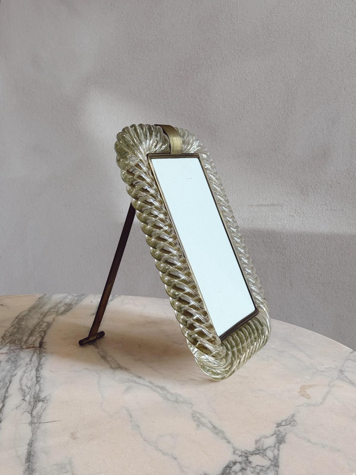 1950s Large Gold Leaf Signed Venini Murano Glass Frame