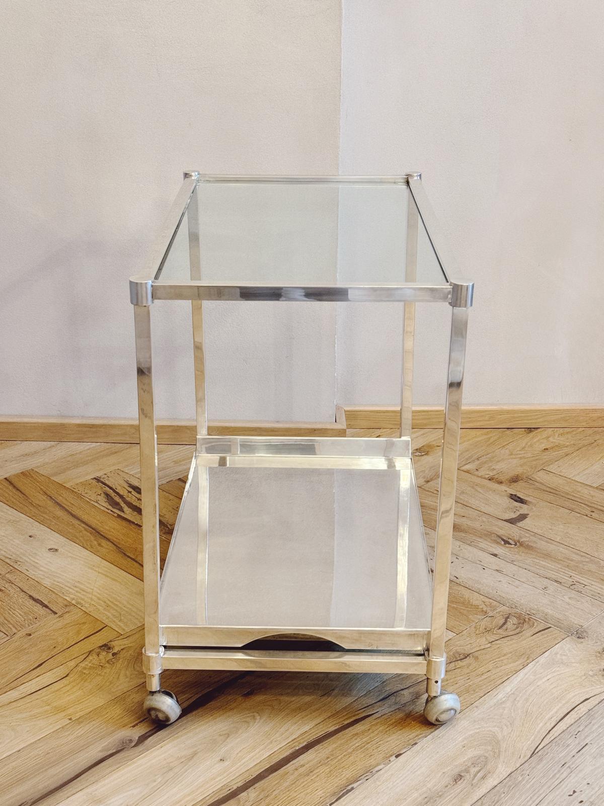 1960s Silver Lino Sabattini Italian Modernist Drinks Trolley with removeable tray