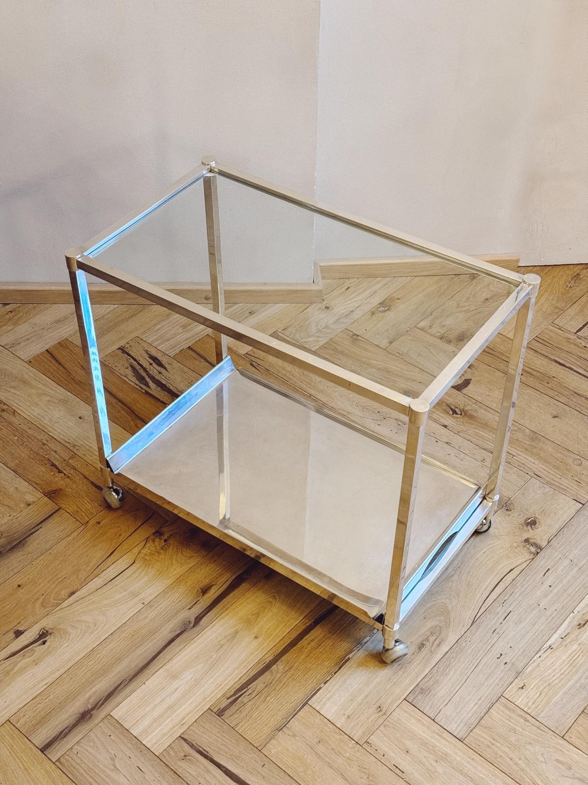 1960s Silver Lino Sabattini Italian Modernist Drinks Trolley with removeable tray