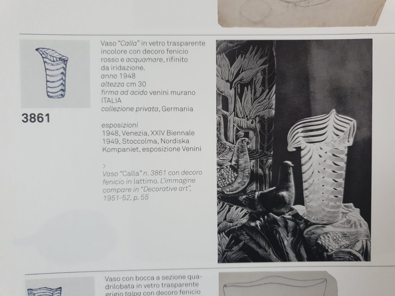 1980 Paolo Venini 'Calla' Vase - Published