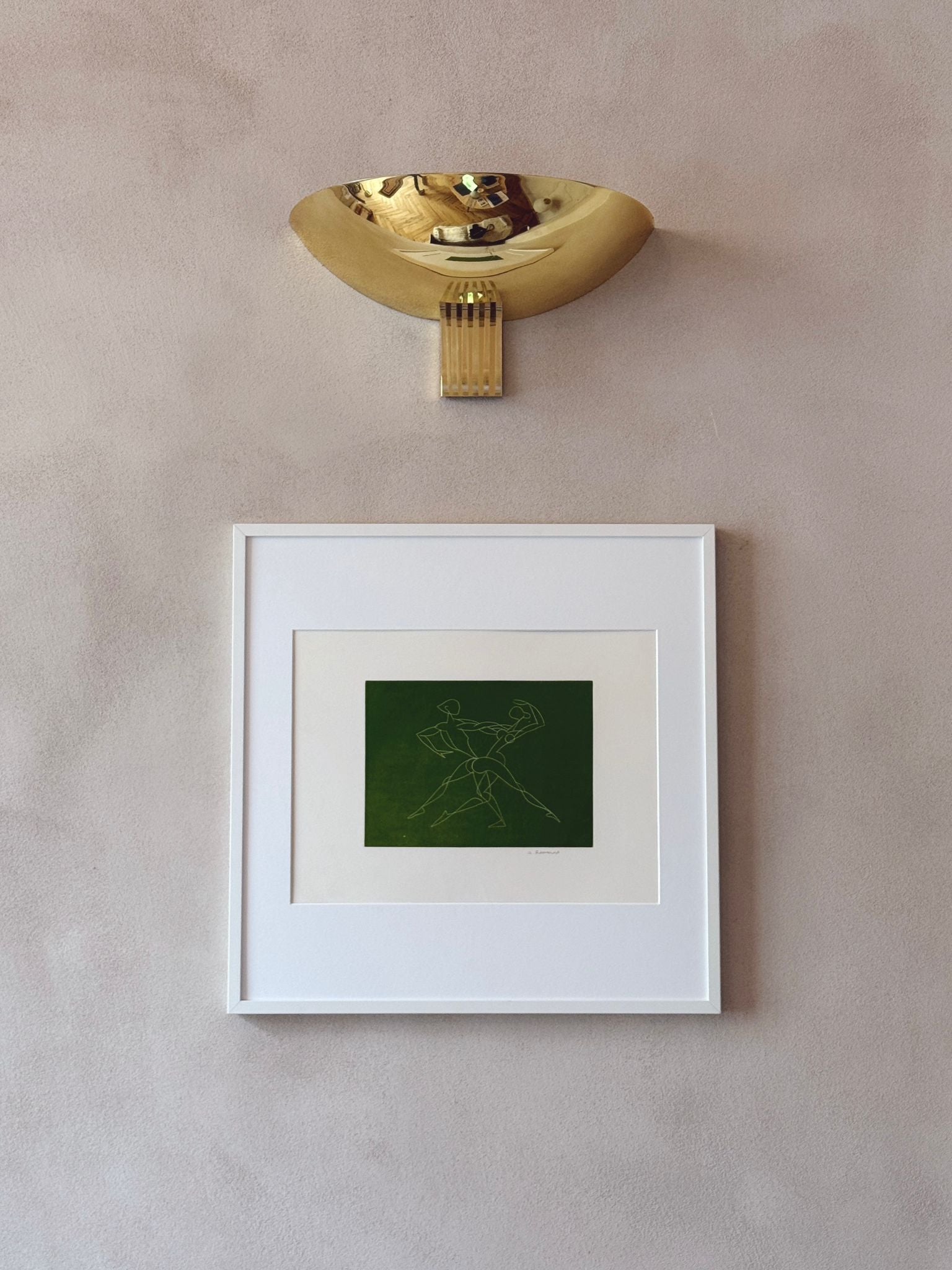 White on green, Abstract Dancers, Lithograph, 1976 A. Romano