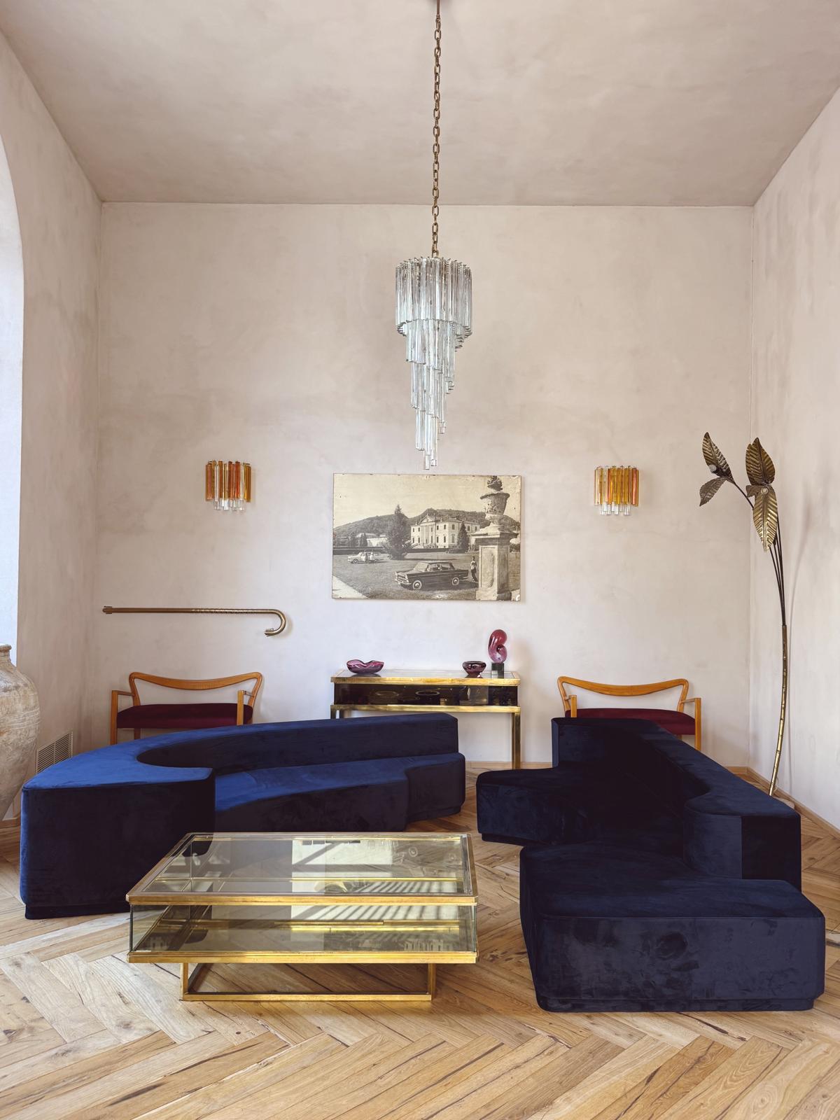 1970s Stilwood 'Lara' Sofa Reupholstered in ink blue Velvet