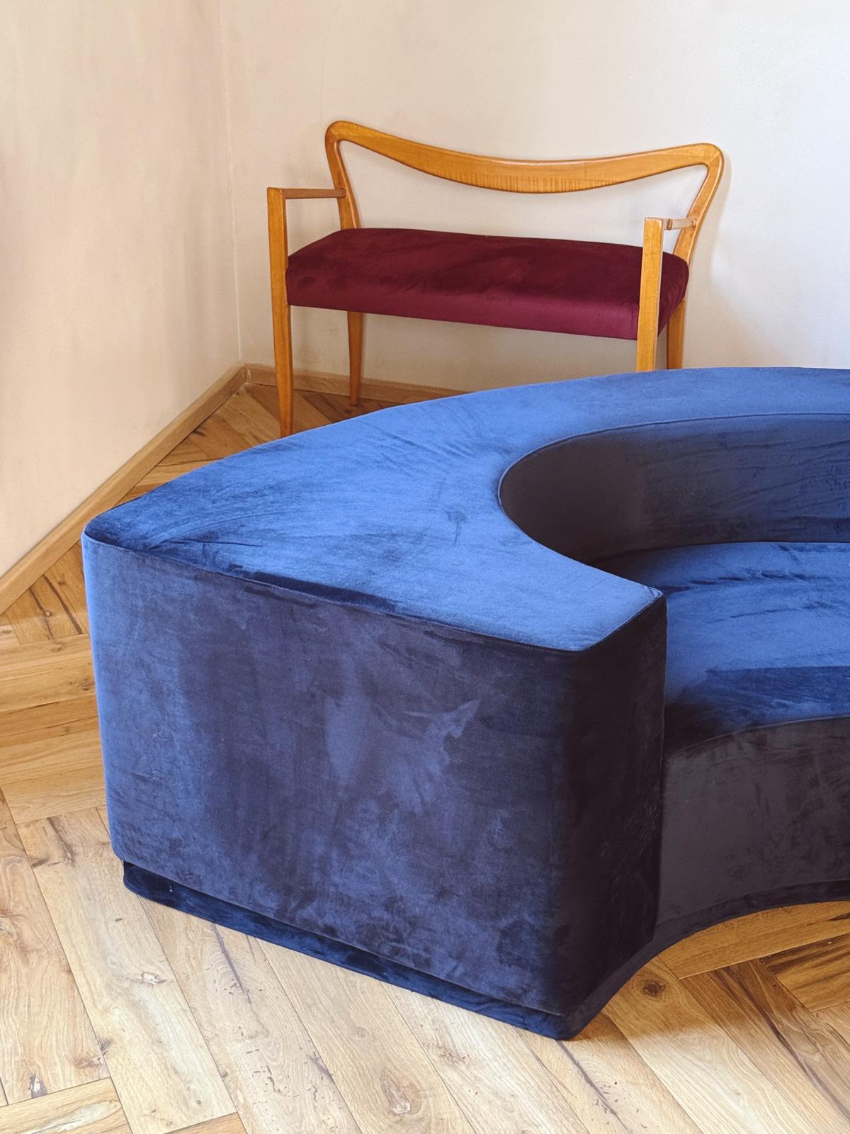 1970s Stilwood 'Lara' Sofa Reupholstered in ink blue Velvet