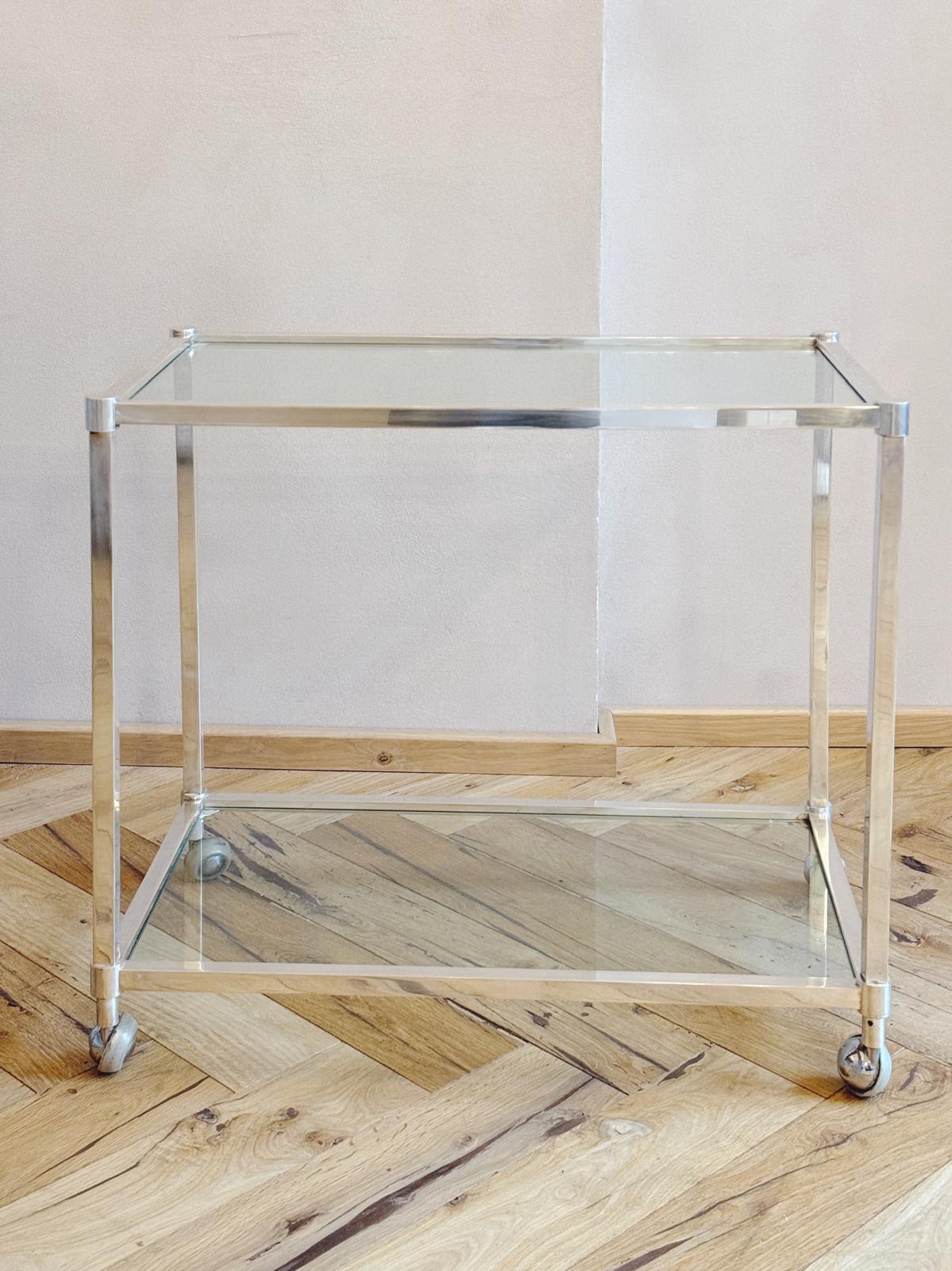 1960s Silver Lino Sabattini Italian Modernist Drinks Trolley with removeable tray