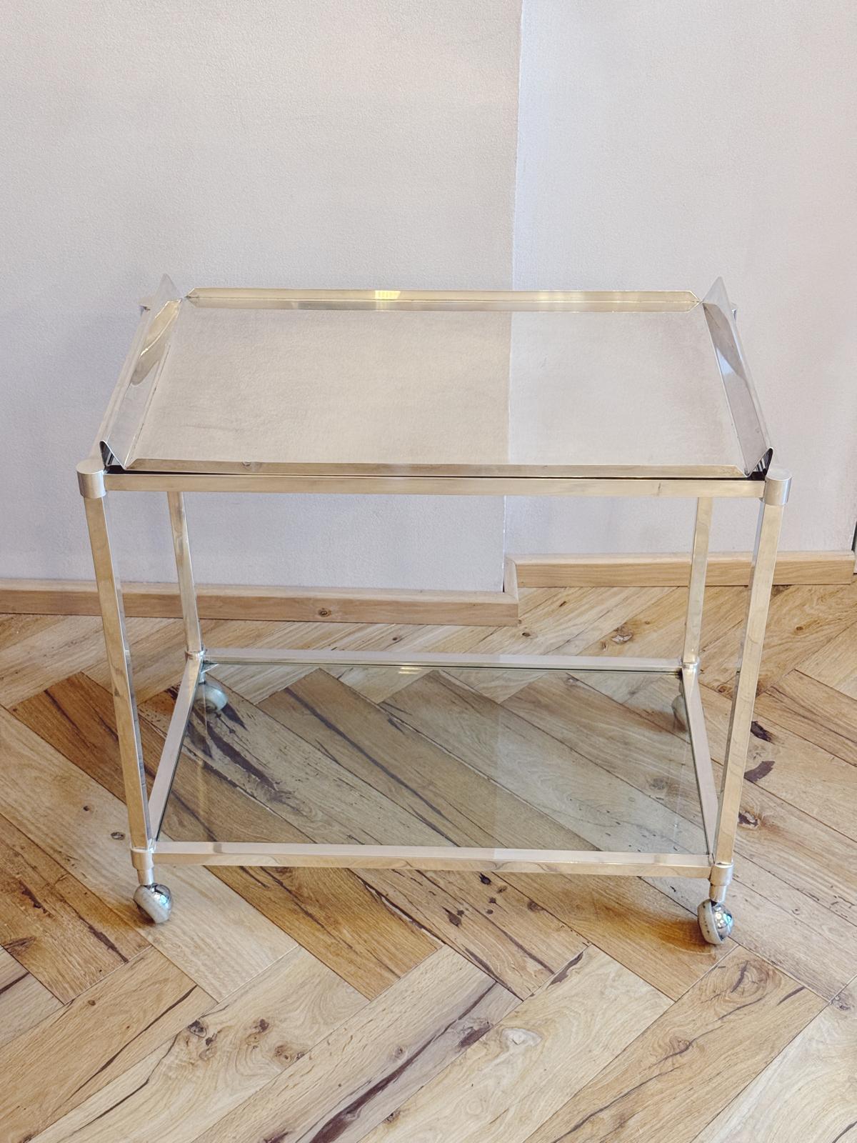 1960s Silver Lino Sabattini Italian Modernist Drinks Trolley with removeable tray