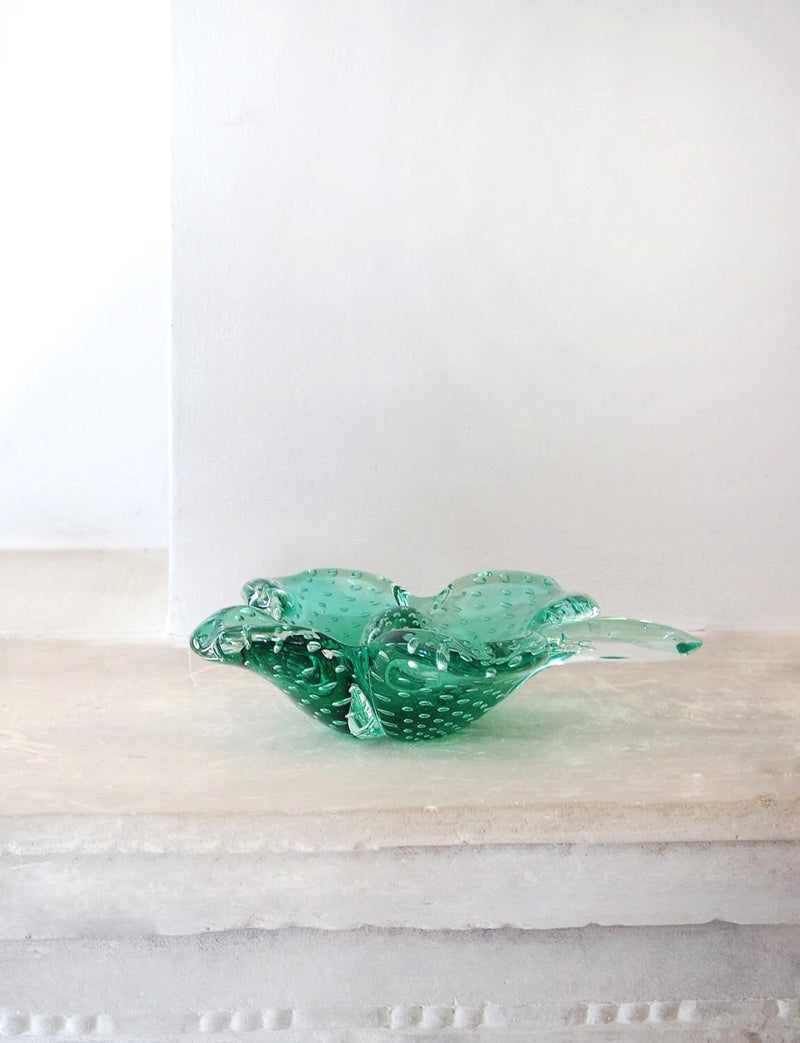 1960s Hand-blown Murano Glass Four Leaf Clover with ball