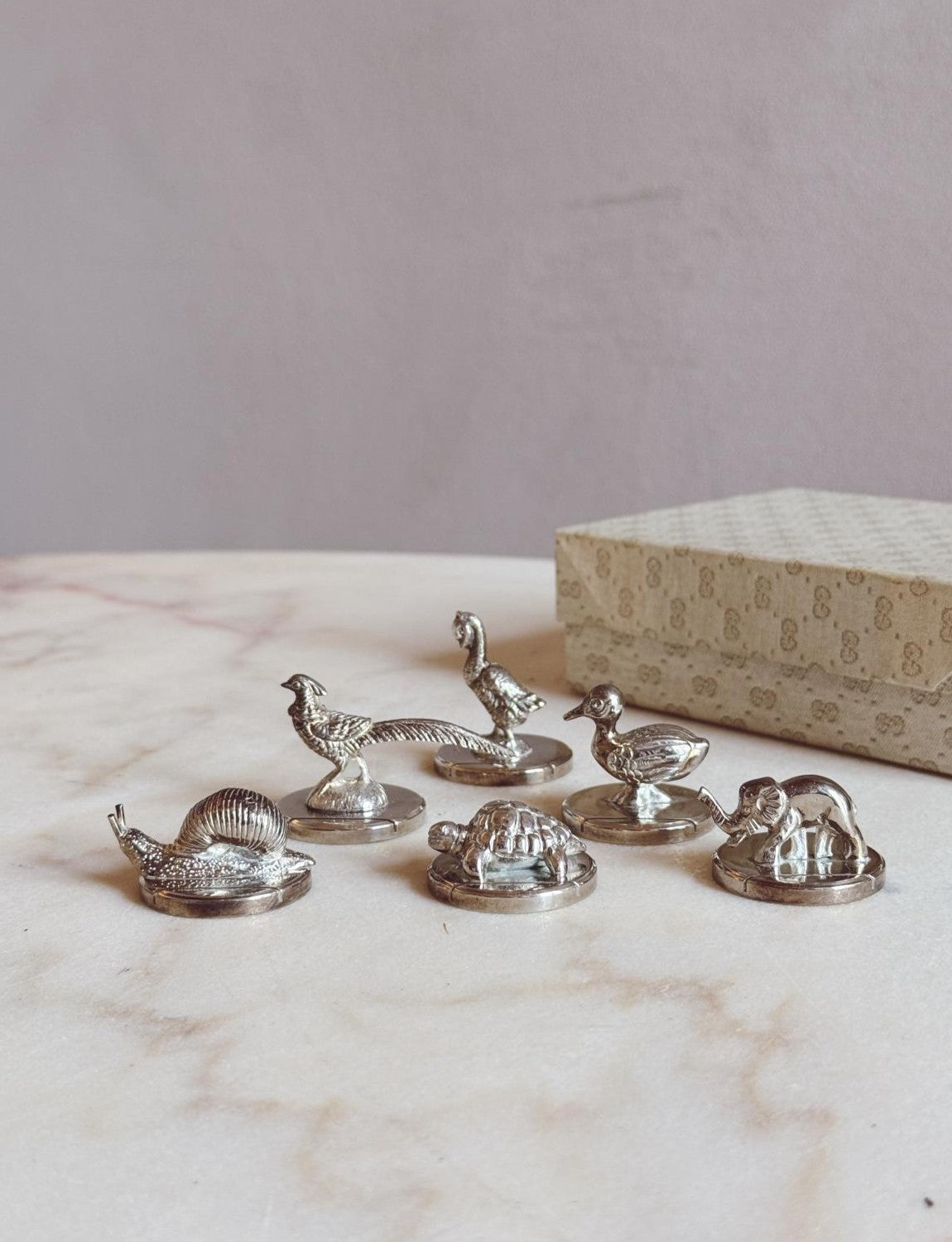 1970s Set of Six Gucci Animal Name Place Holders