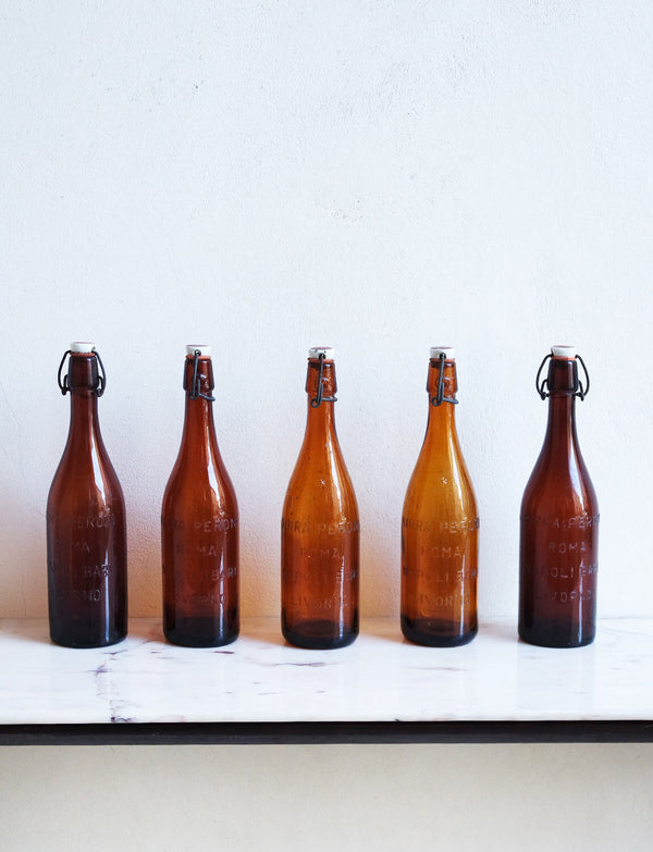Set of Five 1940s Italian Peroni Bottles